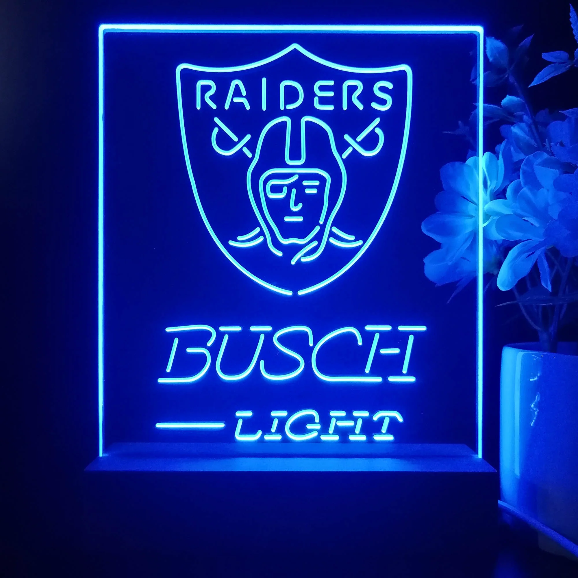 Oakland Raiders Busch Light Neon Sign Pub Bar Lamp - Image 3