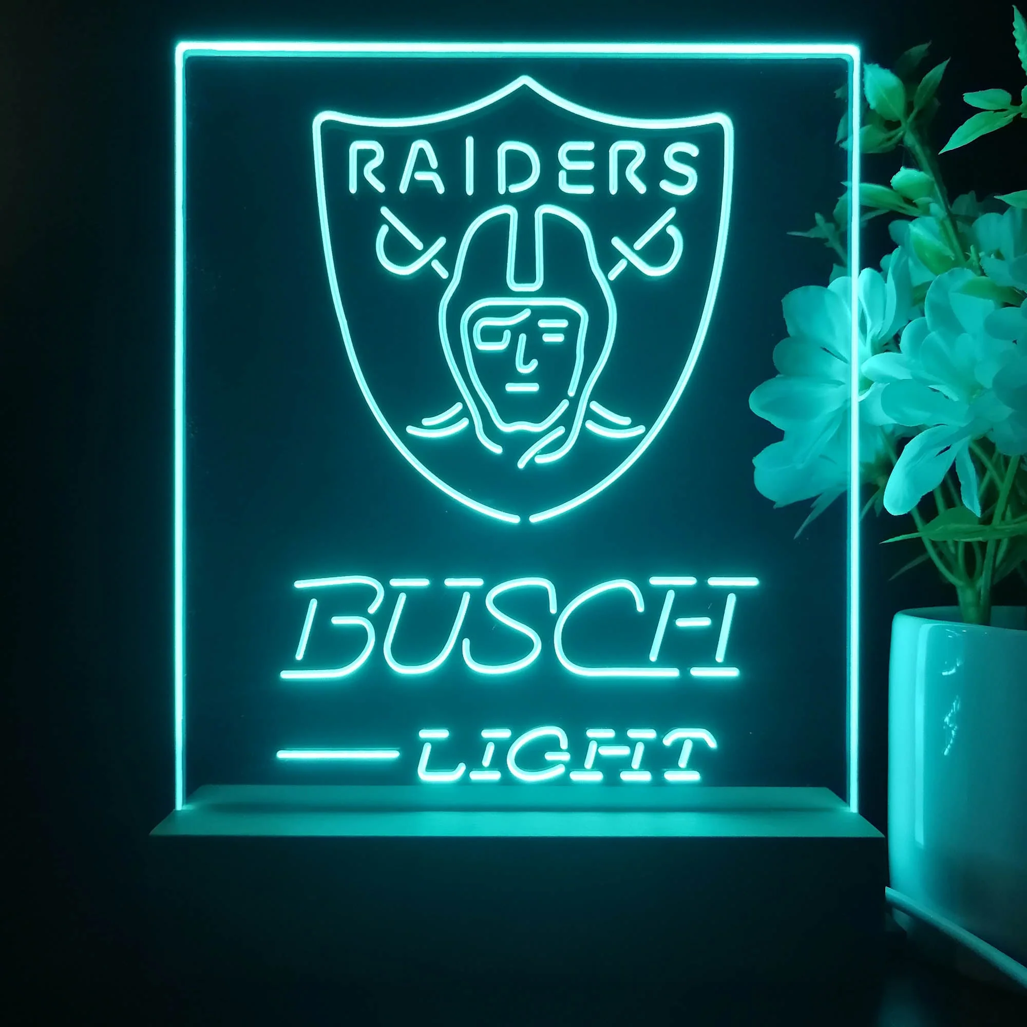 Oakland Raiders Busch Light Neon Sign Pub Bar Lamp - Image 4