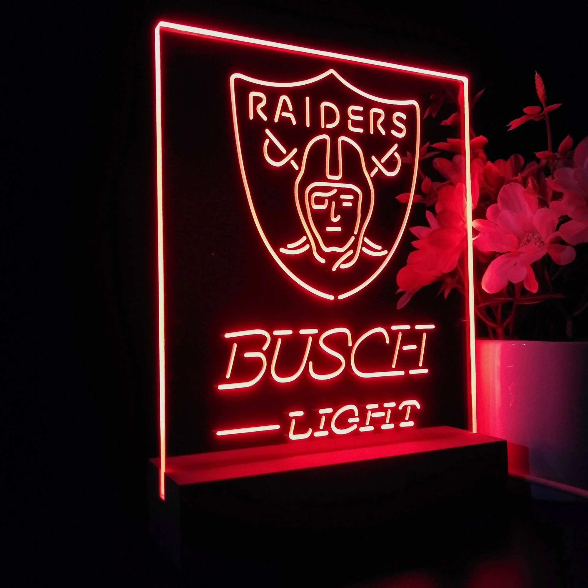 Oakland Raiders Busch Light Neon Sign Pub Bar Lamp - Image 5