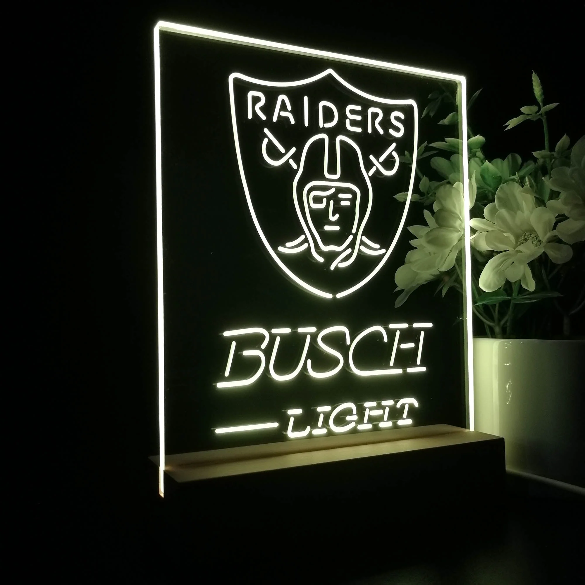 Oakland Raiders Busch Light Neon Sign Pub Bar Lamp - Image 6