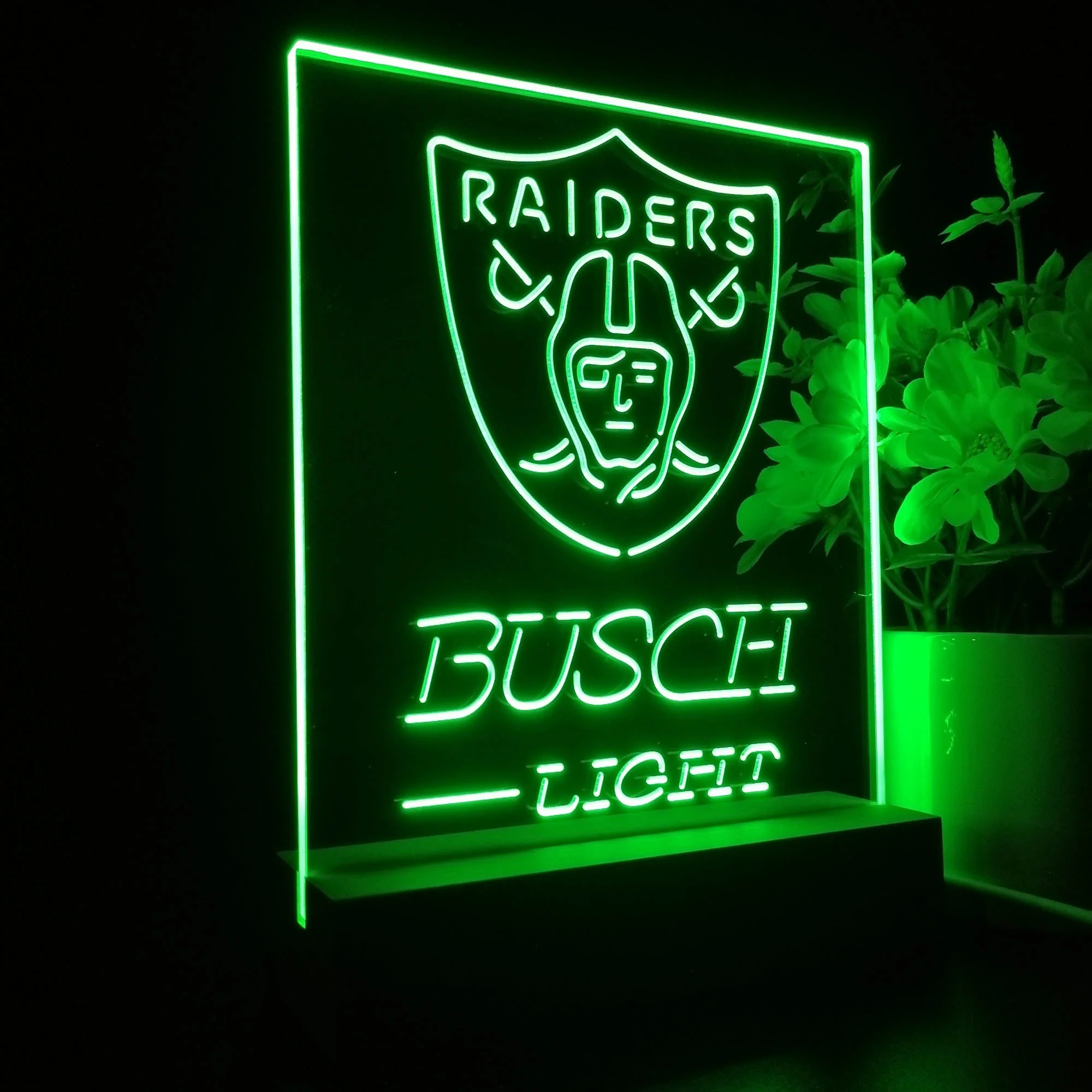 Oakland Raiders Busch Light Neon Sign Pub Bar Lamp - Image 7