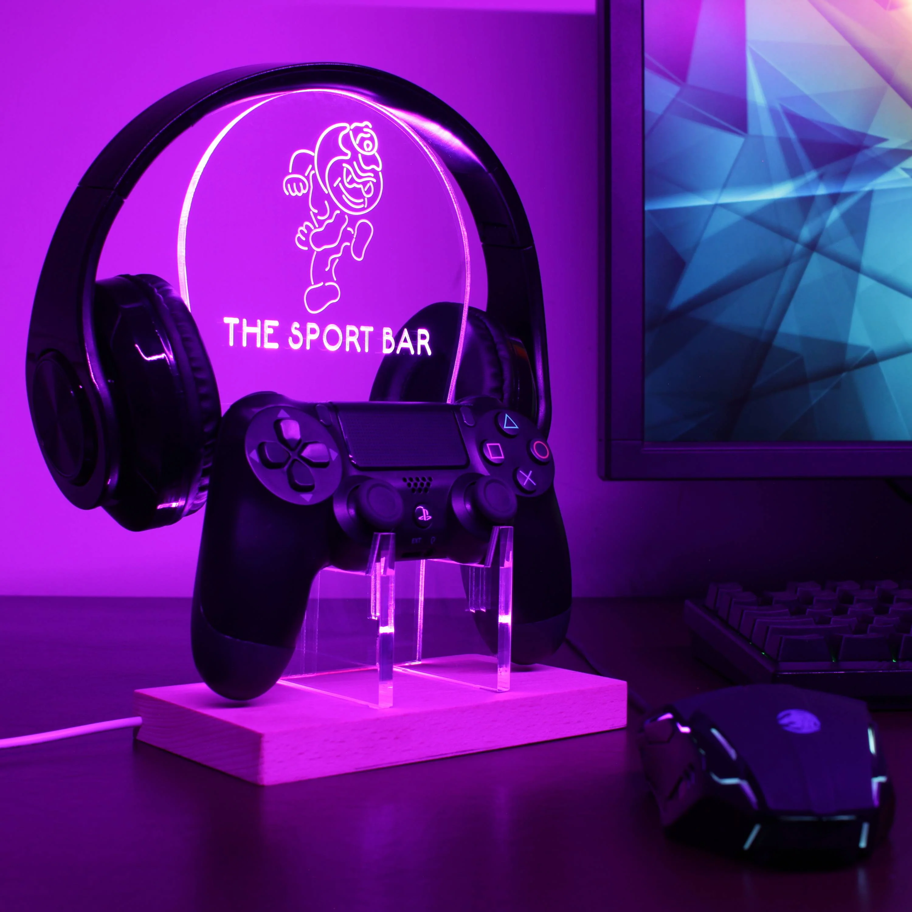 Ohio State Buckeyes Brutus Personalized RGB LED Gaming Headset Controller Stand