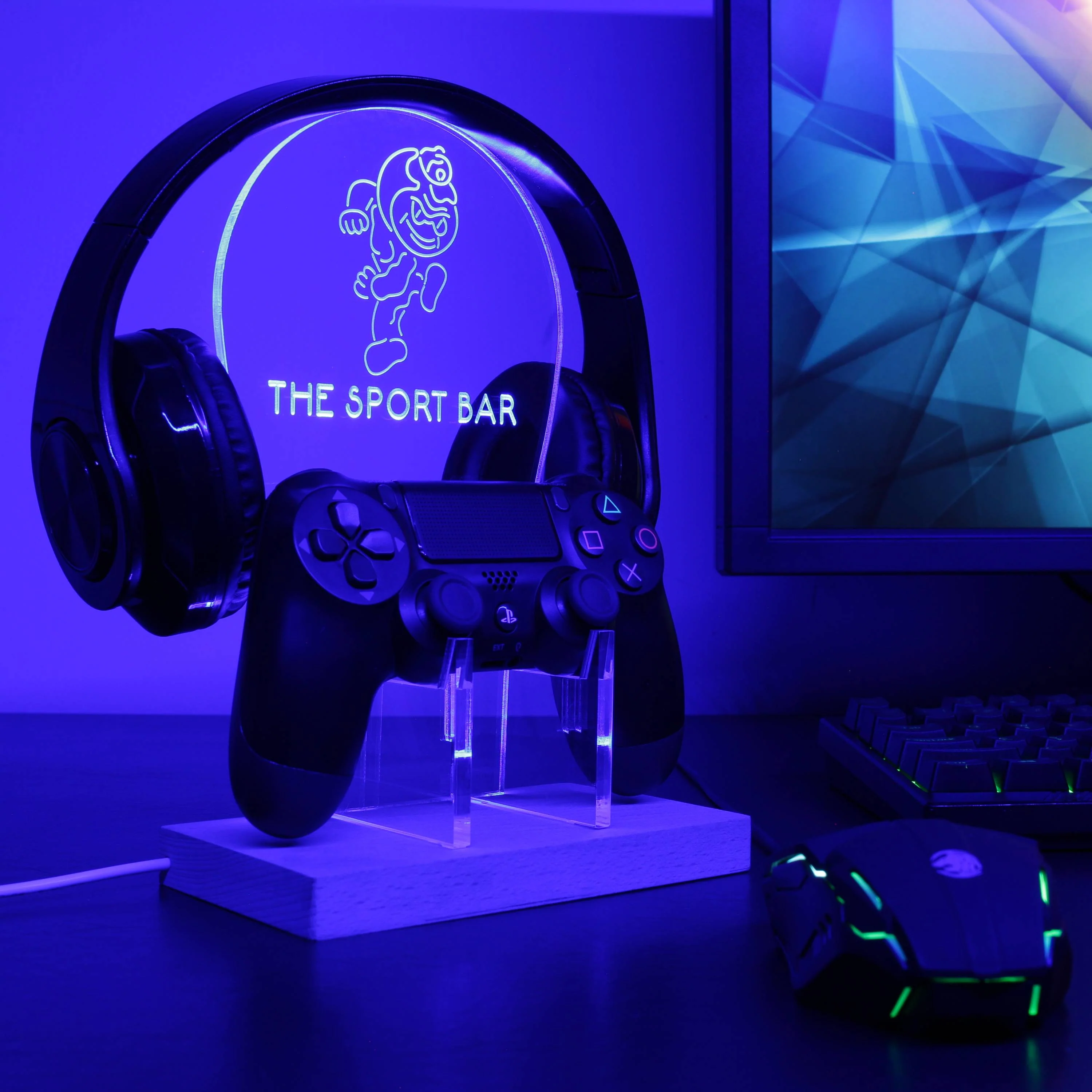 Ohio State Buckeyes Brutus Personalized RGB LED Gaming Headset Controller Stand - Image 2