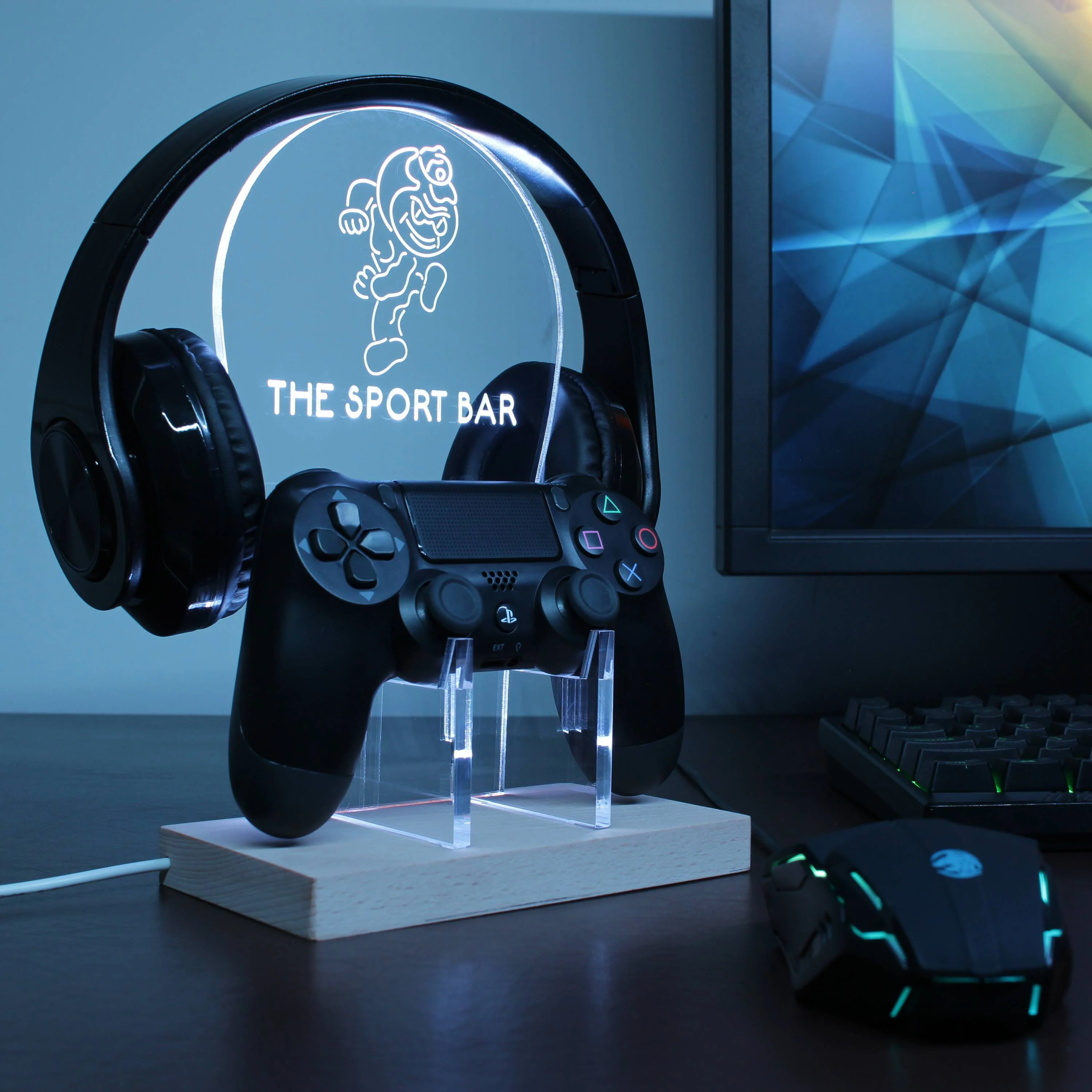 Ohio State Buckeyes Brutus Personalized RGB LED Gaming Headset Controller Stand - Image 3