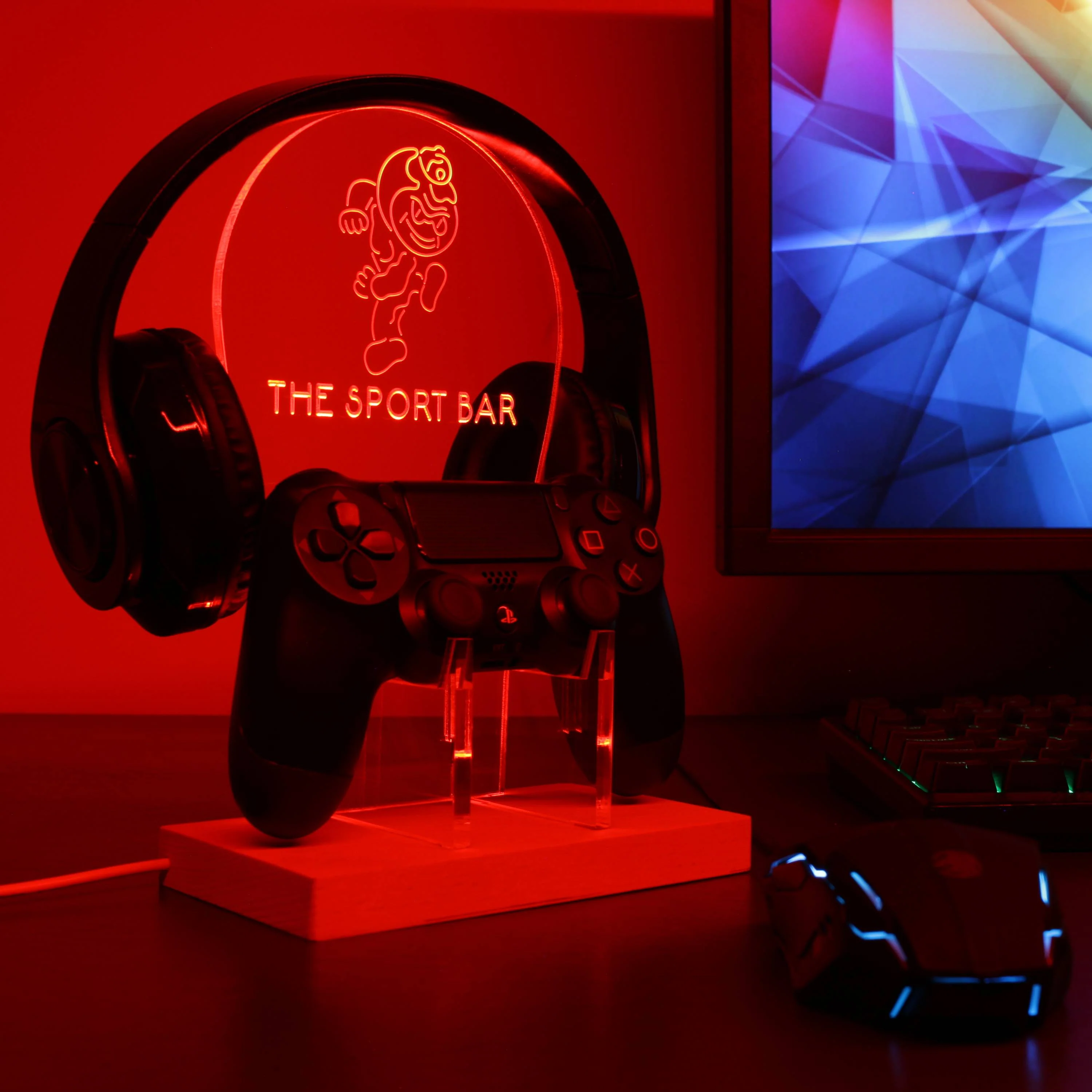 Ohio State Buckeyes Brutus Personalized RGB LED Gaming Headset Controller Stand - Image 6