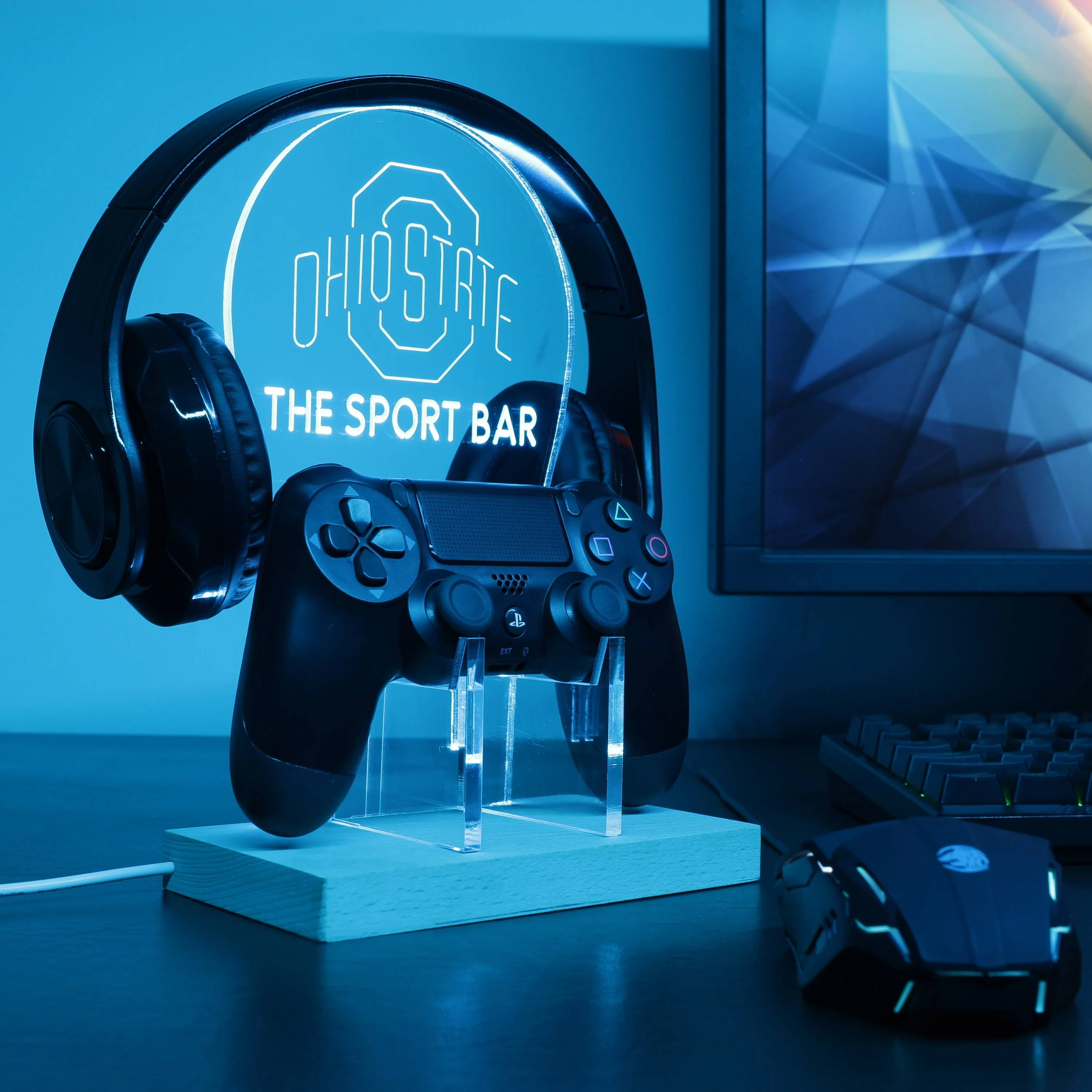 Ohio State Buckeyes Personalized RGB LED Gaming Headset Controller Stand - Image 7
