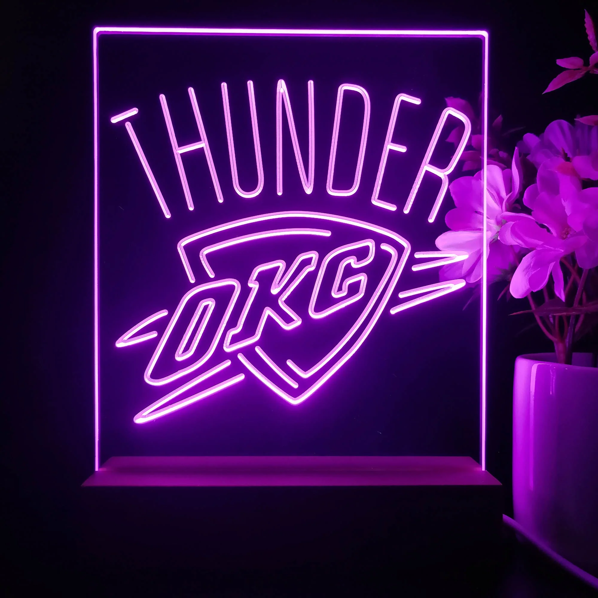 Oklahoma City Thunder Neon Sign Table Top Lamp - Image 3