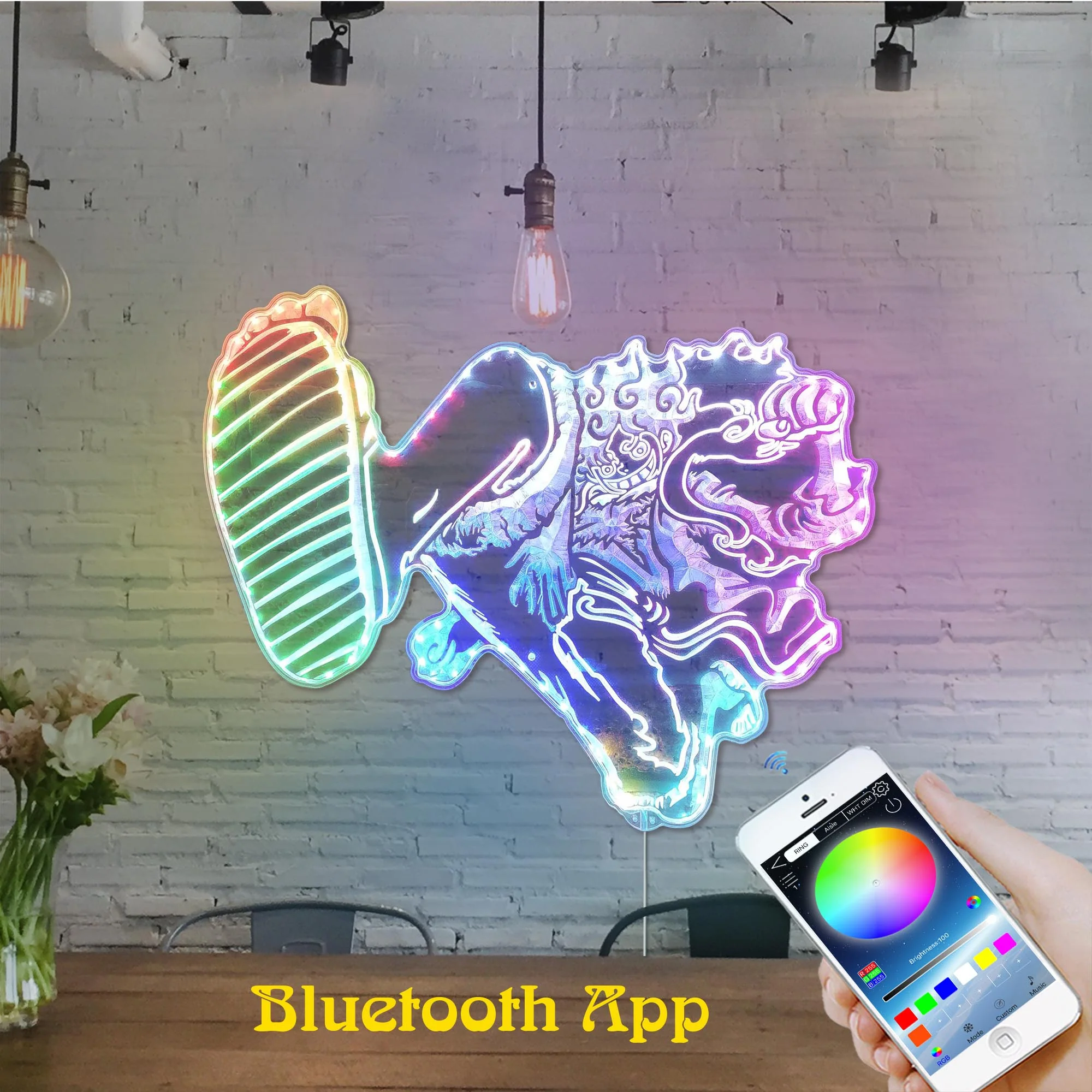 One Piece Luffy Gear 5 Neon LED Sign with Dynamic RGB Colors - Image 3