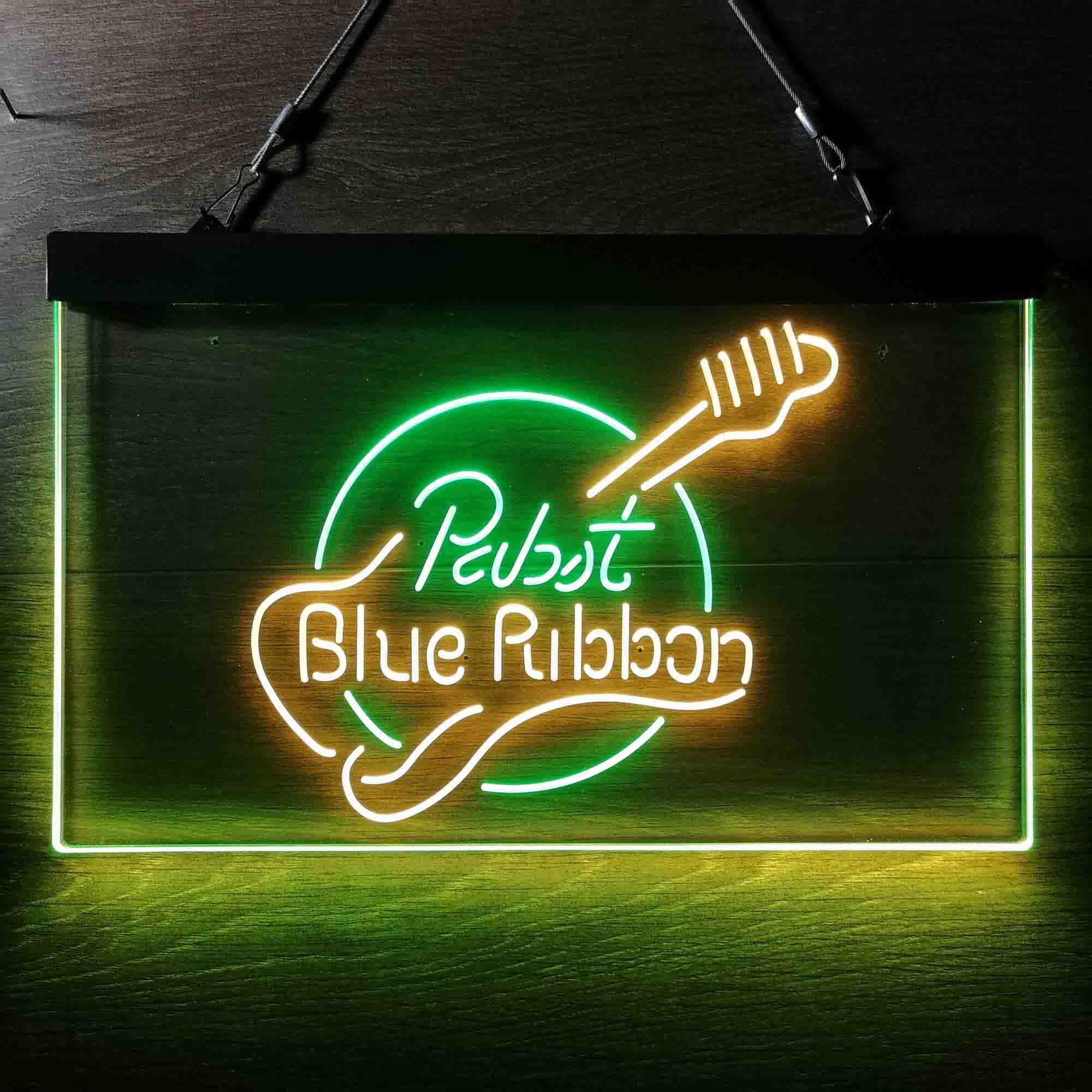 Pabst Blue Ribbon Guitar Home Bar Neon Light LED Sign - Image 3