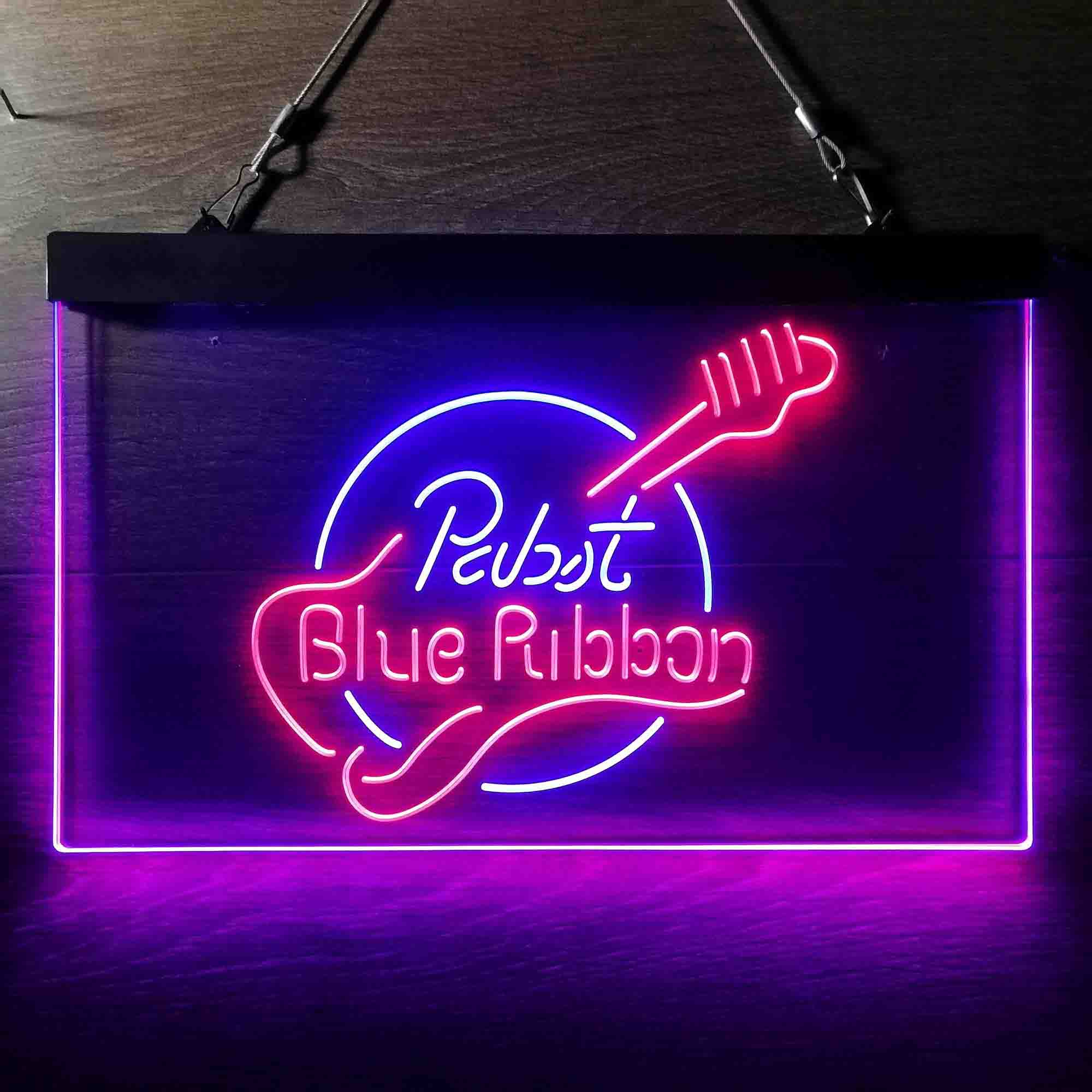 Pabst Blue Ribbon Guitar Home Bar Neon Light LED Sign - Image 6