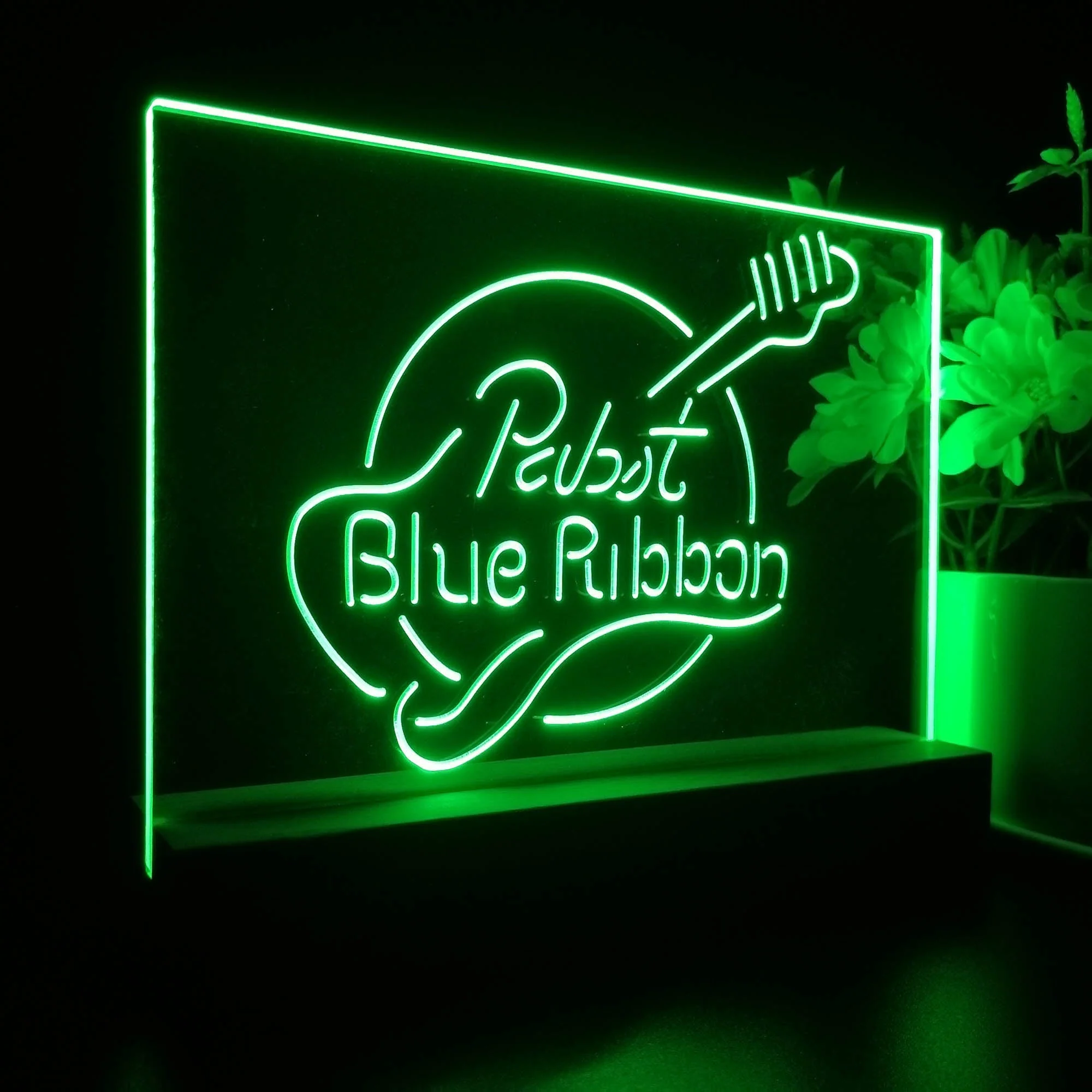 Pabst Blue Ribbon Guitar Neon Sign Pub Bar Decor Lamp - Image 5