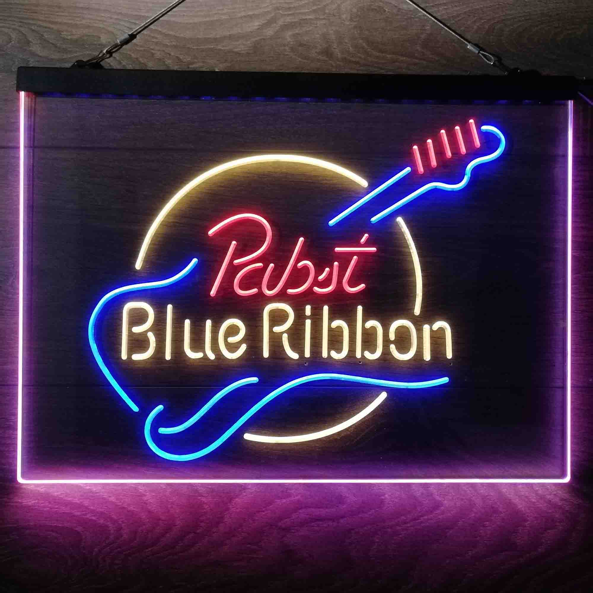 Pabst Blue Ribbon Guitar Neon 3-Color LED Sign - Image 6