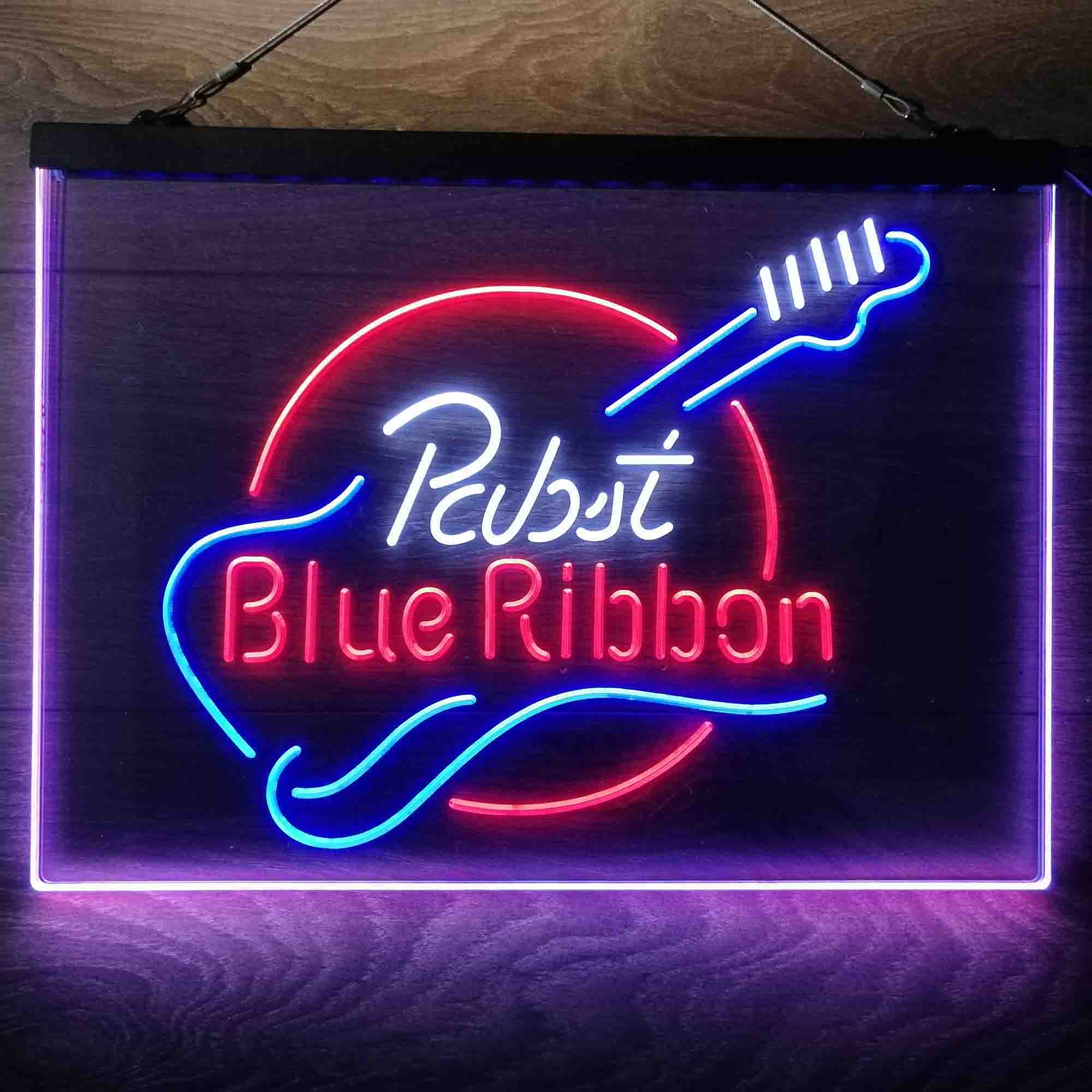 Pabst Blue Ribbon Guitar Neon 3-Color LED Sign - Image 8