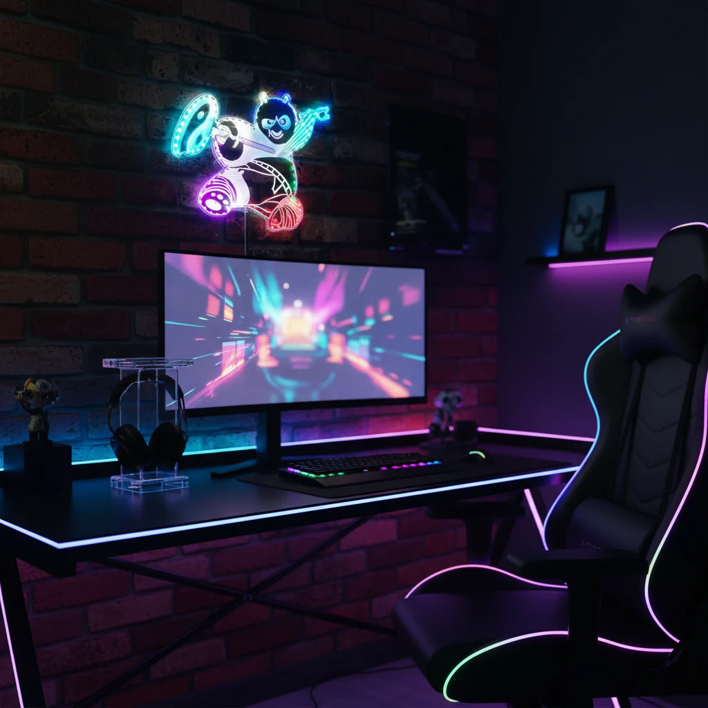 Panda Kongfu Neon LED Sign with Dynamic RGB Colors - Image 8
