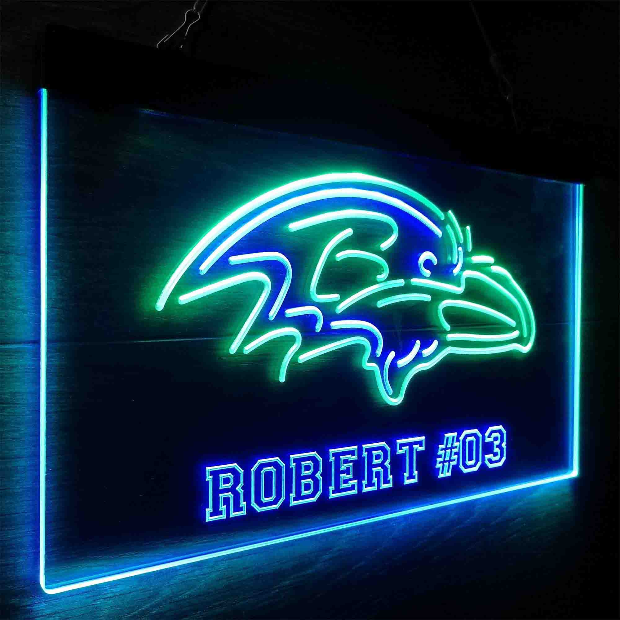 Personalized Baltimore Ravens Team Number Neon-Like LED Sign - Image 17
