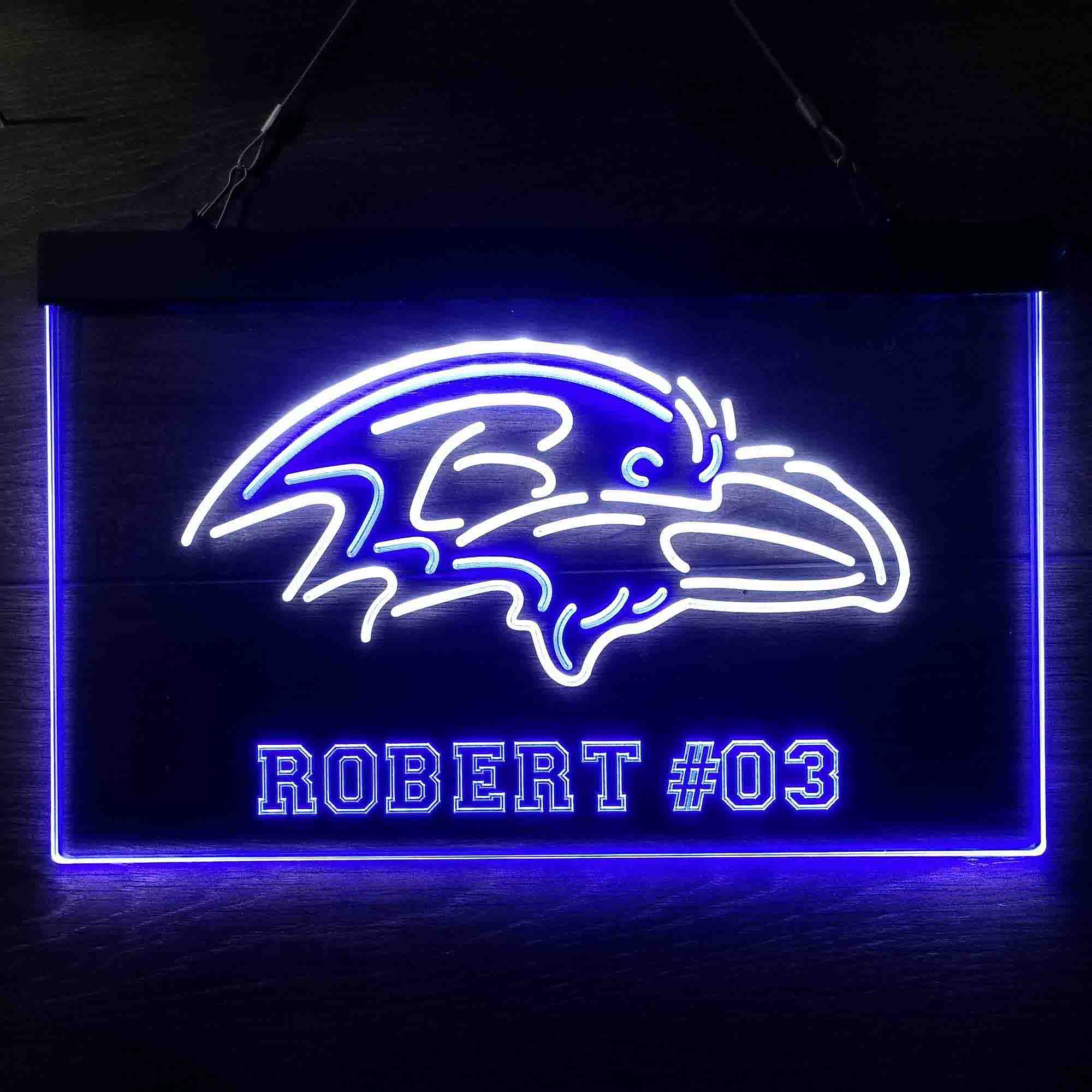Personalized Baltimore Ravens Team Number Neon-Like LED Sign - Image 7