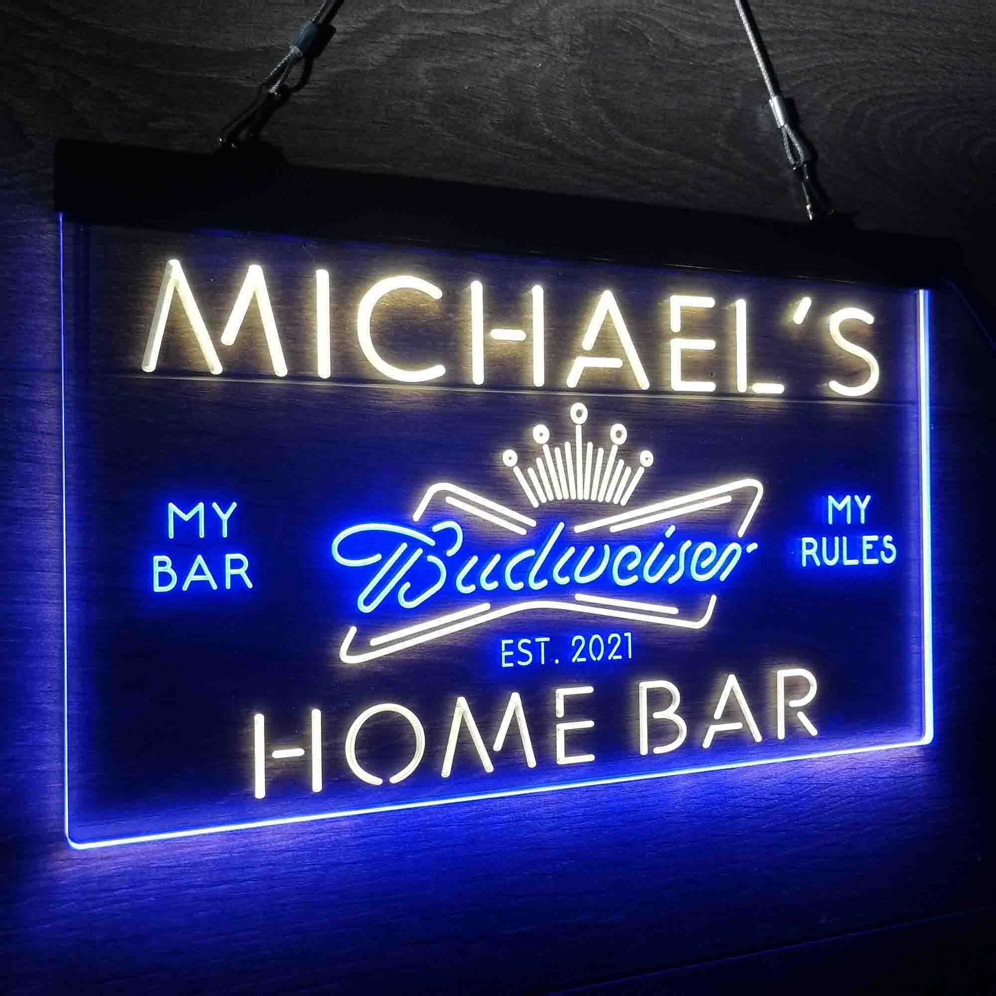 Personalized Budweiser Crown Bar Neon LED Sign - Image 25