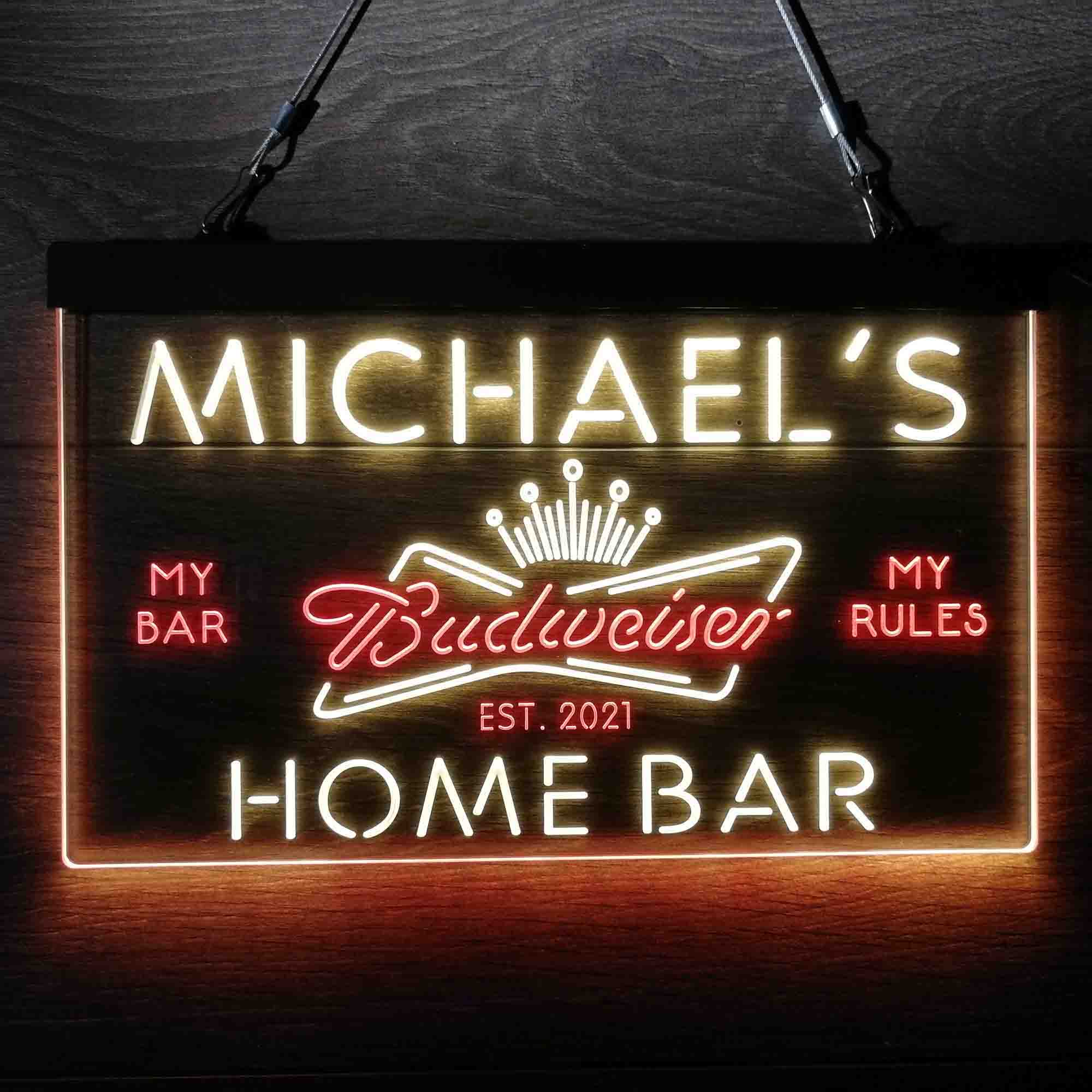 Personalized Budweiser Crown Bar Neon LED Sign - Image 9