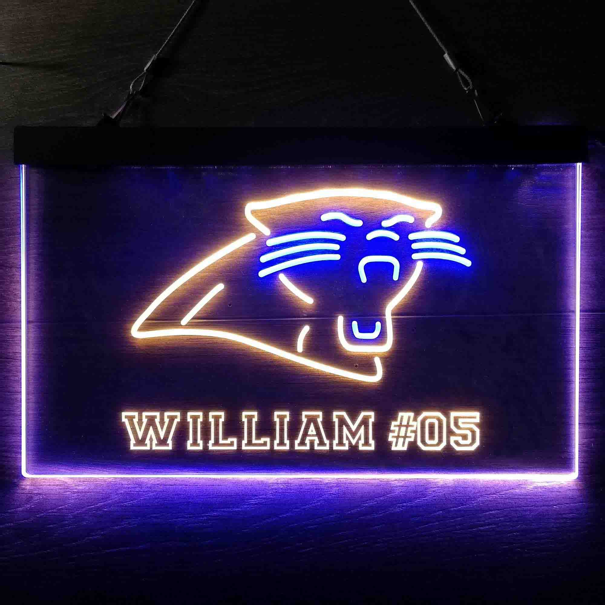 Personalized Carolina Panthers Team Number Neon-Like LED Sign - Image 10