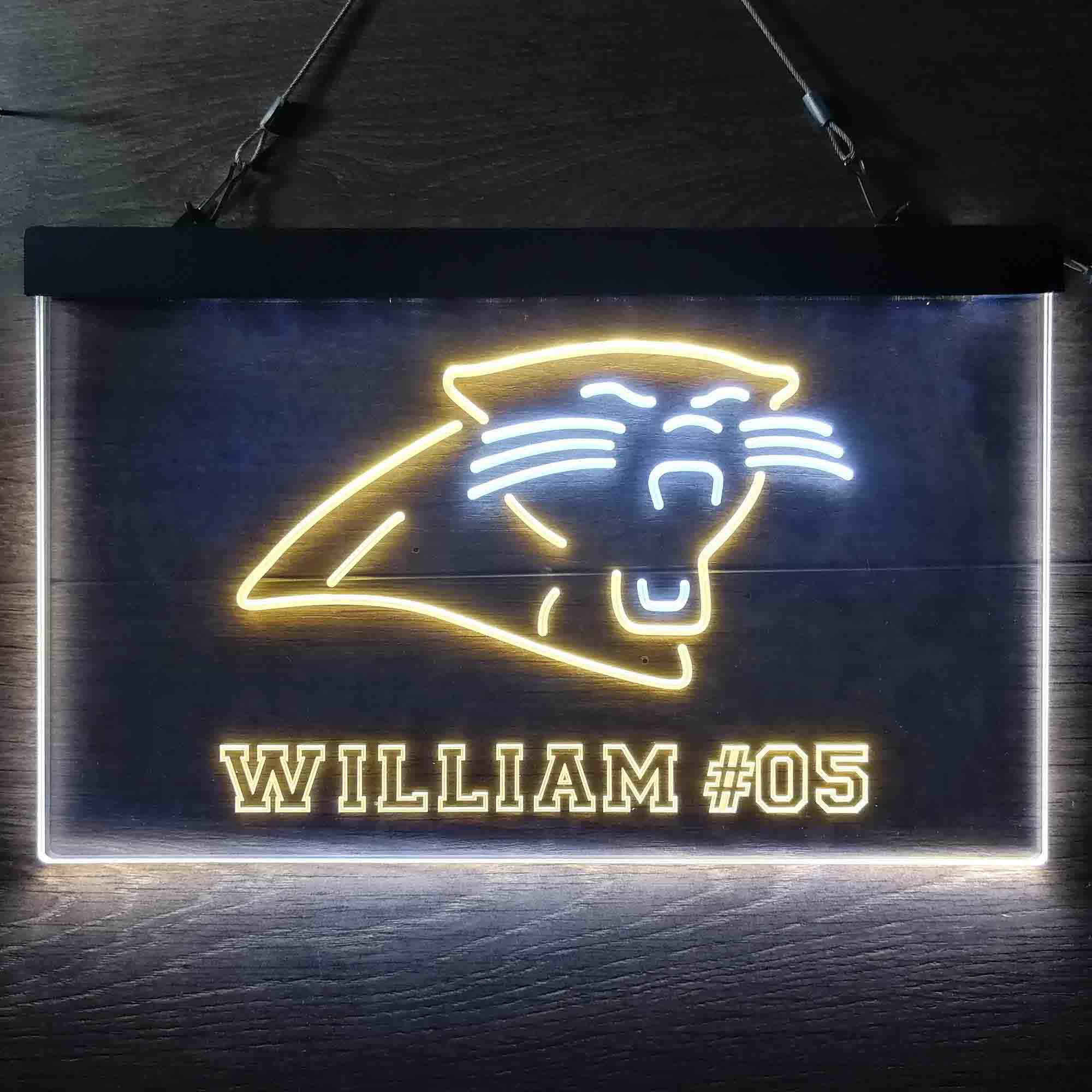 Personalized Carolina Panthers Team Number Neon-Like LED Sign - Image 5
