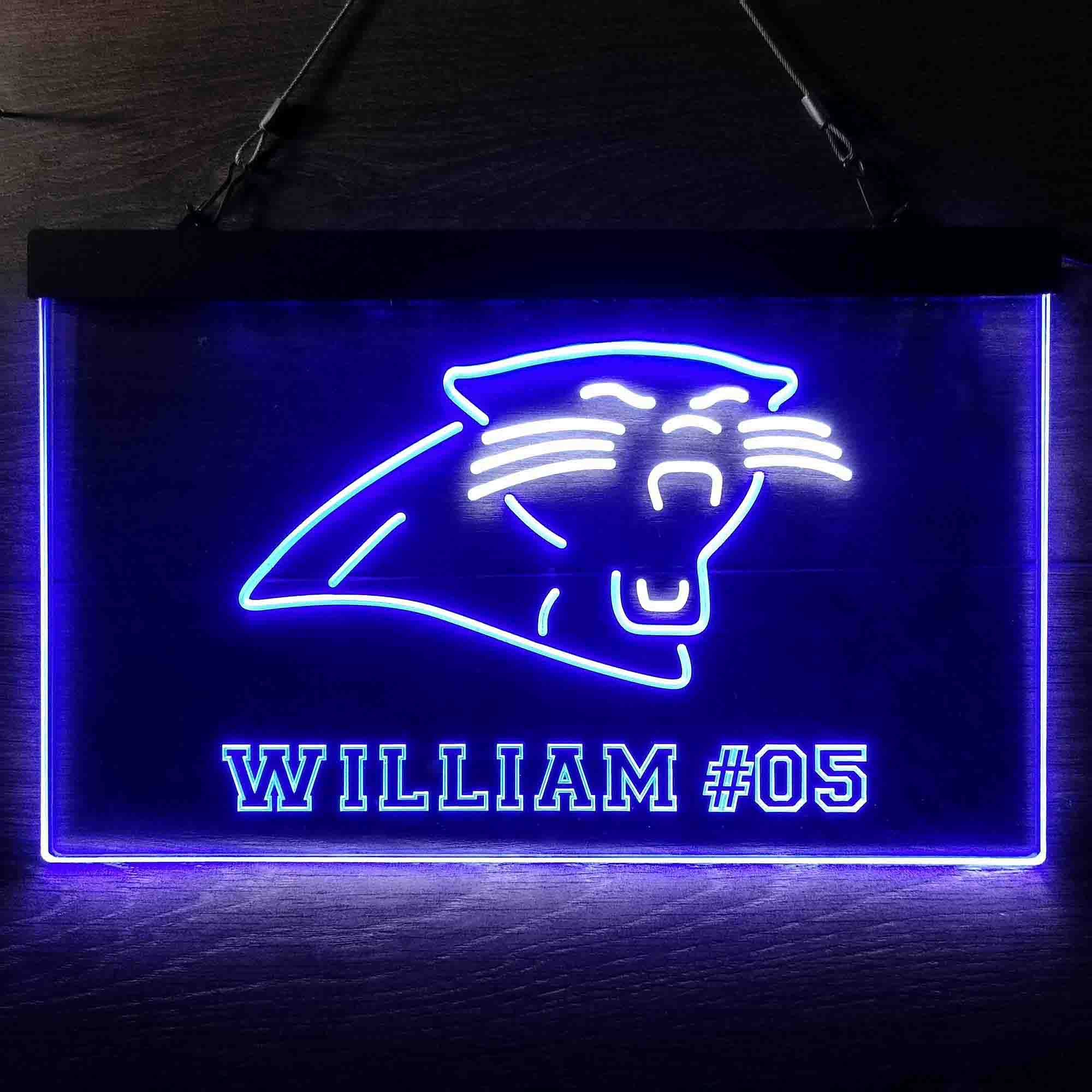 Personalized Carolina Panthers Team Number Neon-Like LED Sign - Image 9