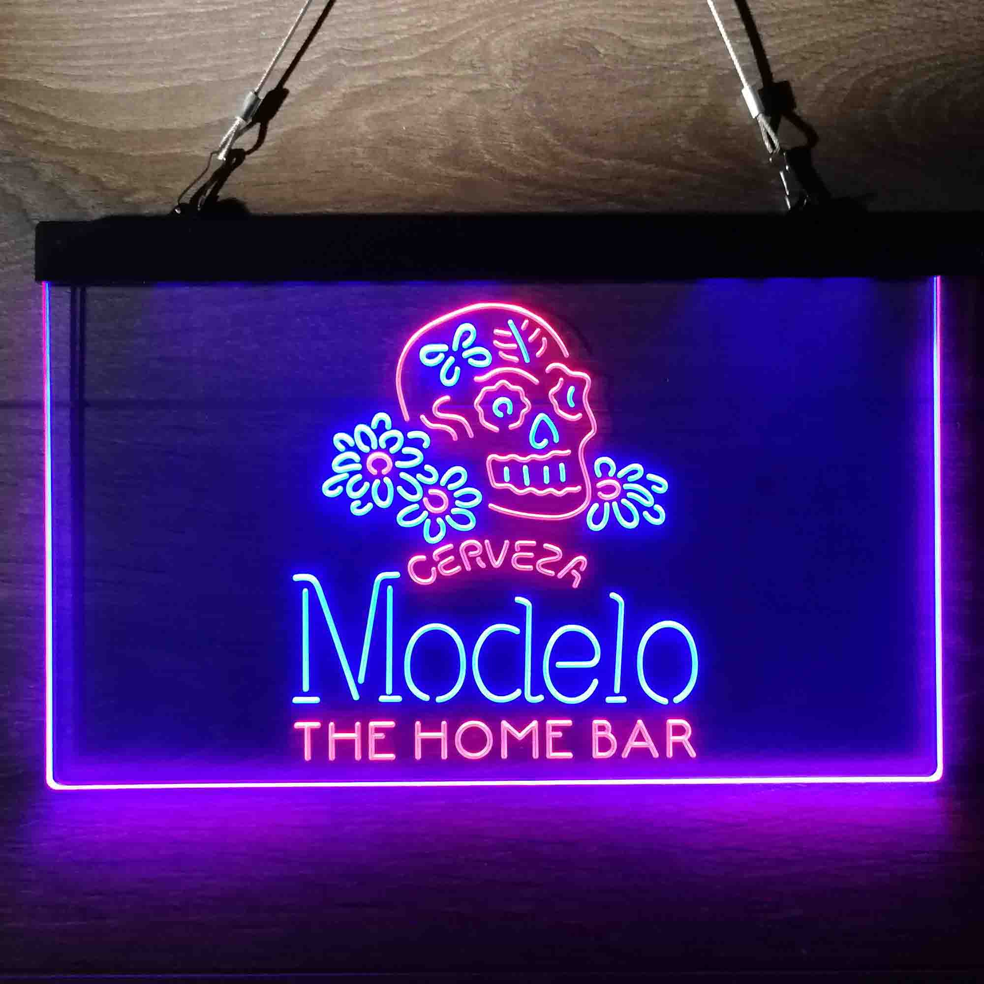 Personalized Cerveza Modelo Skull Neon-Like LED Sign - Custom Wall Decor Gift - Image 3
