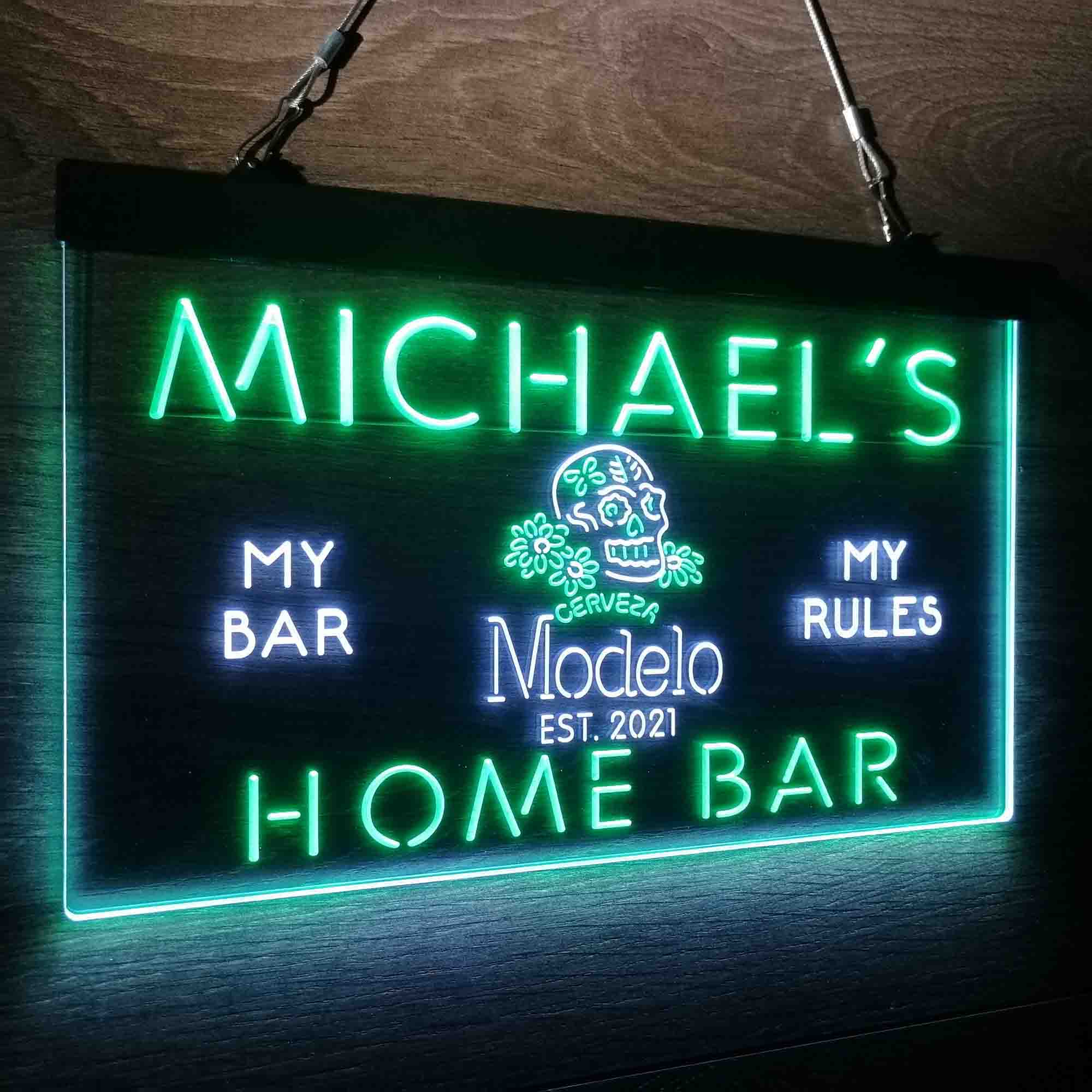 Personalized Cerveza Modelo Skull Beer Bar Neon-Like LED Sign - Image 14