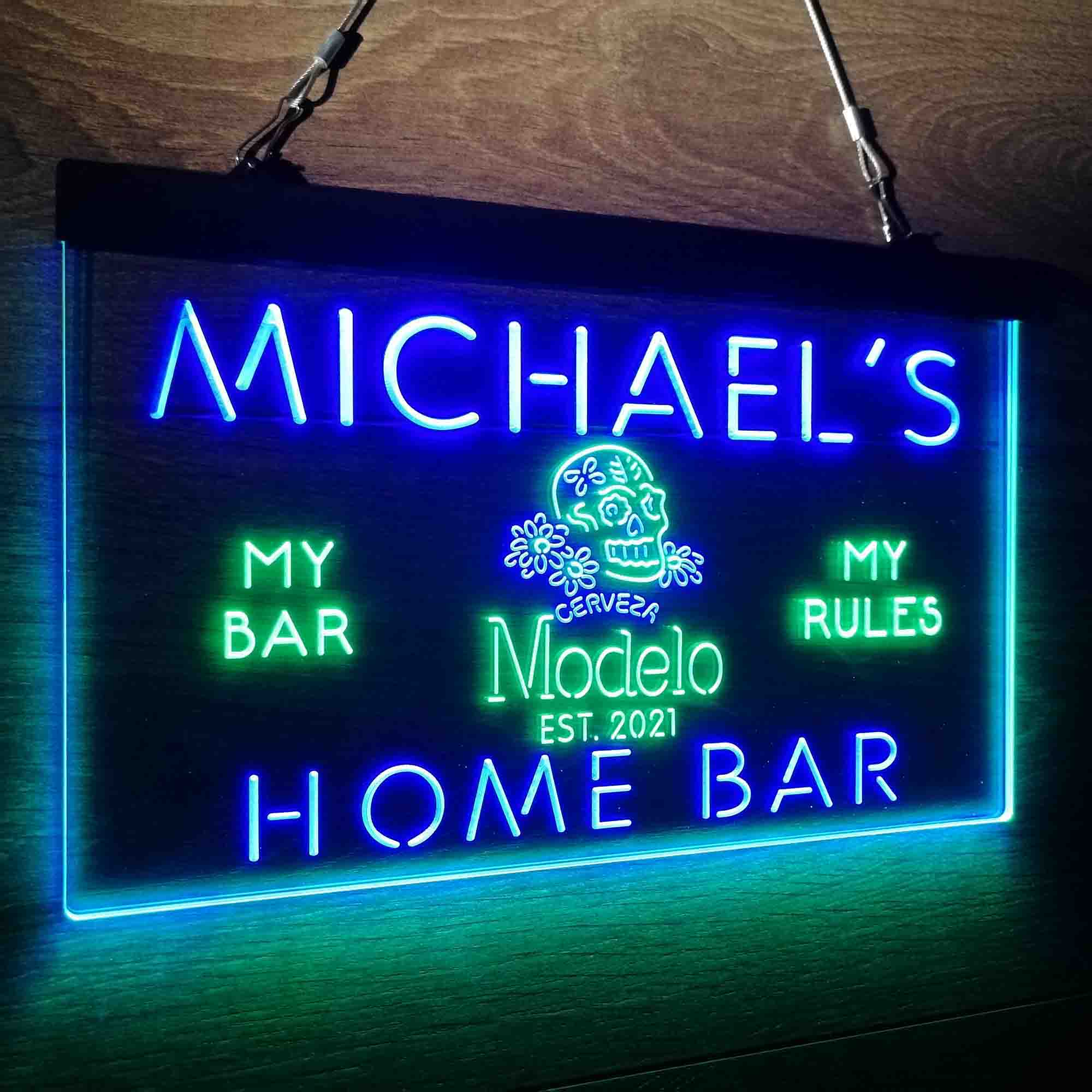 Personalized Cerveza Modelo Skull Beer Bar Neon-Like LED Sign - Image 23