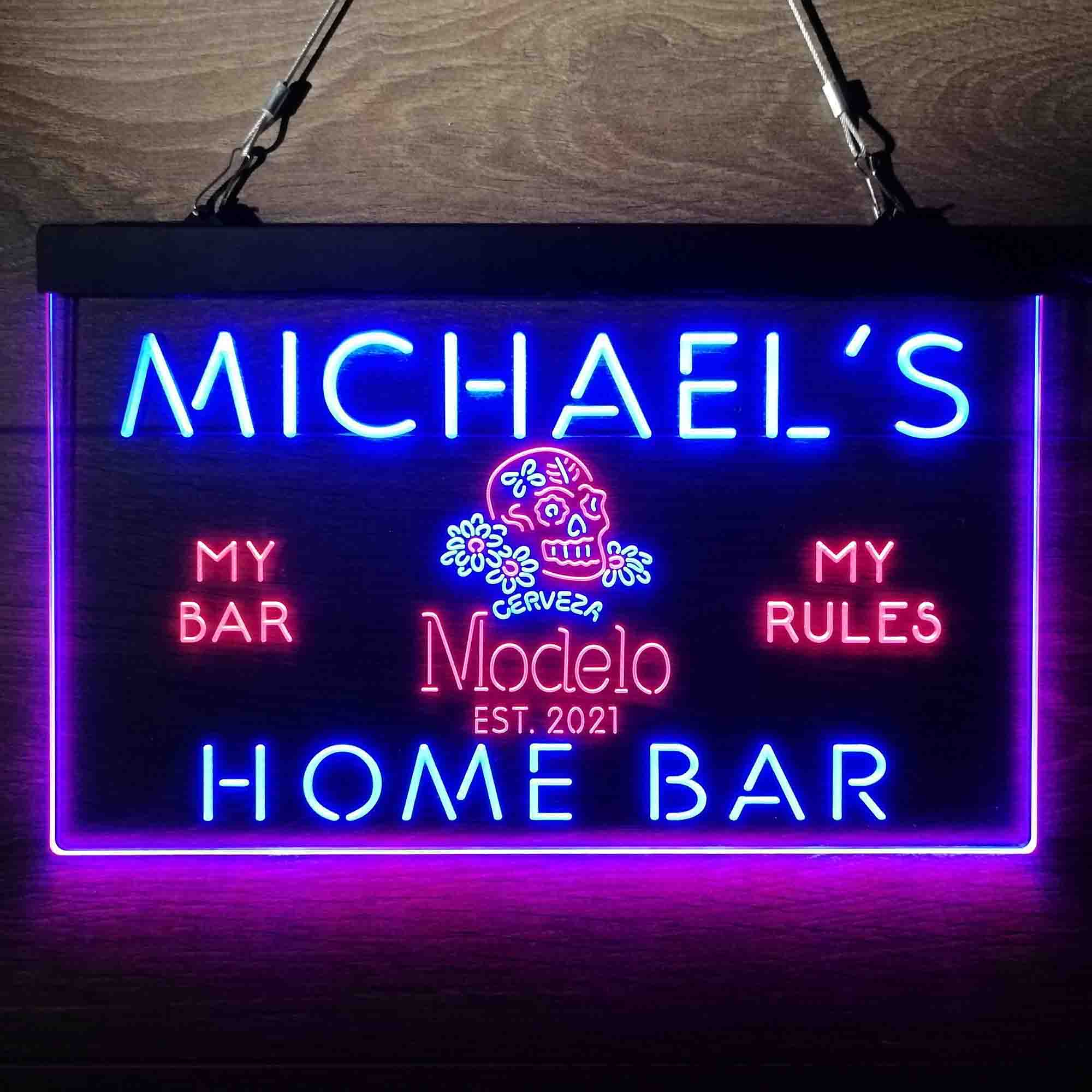 Personalized Cerveza Modelo Skull Beer Bar Neon-Like LED Sign - Image 6