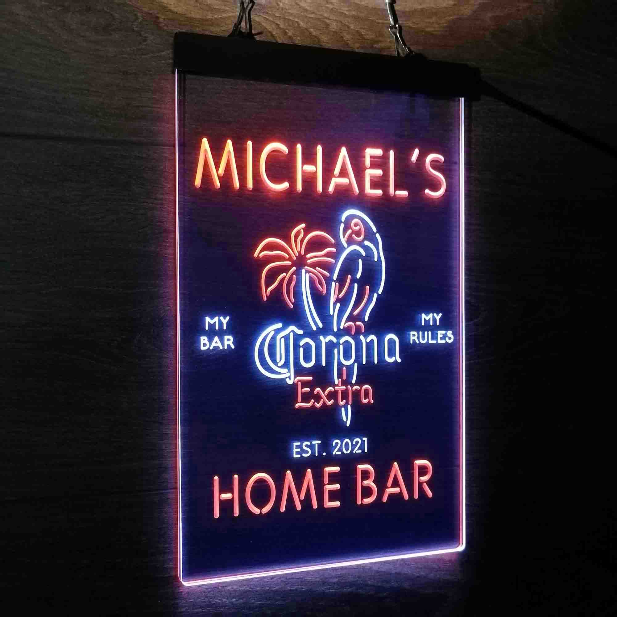 Personalized Corona Extra Parrot Bird Palm Tree Neon-Like LED Sign - Image 23
