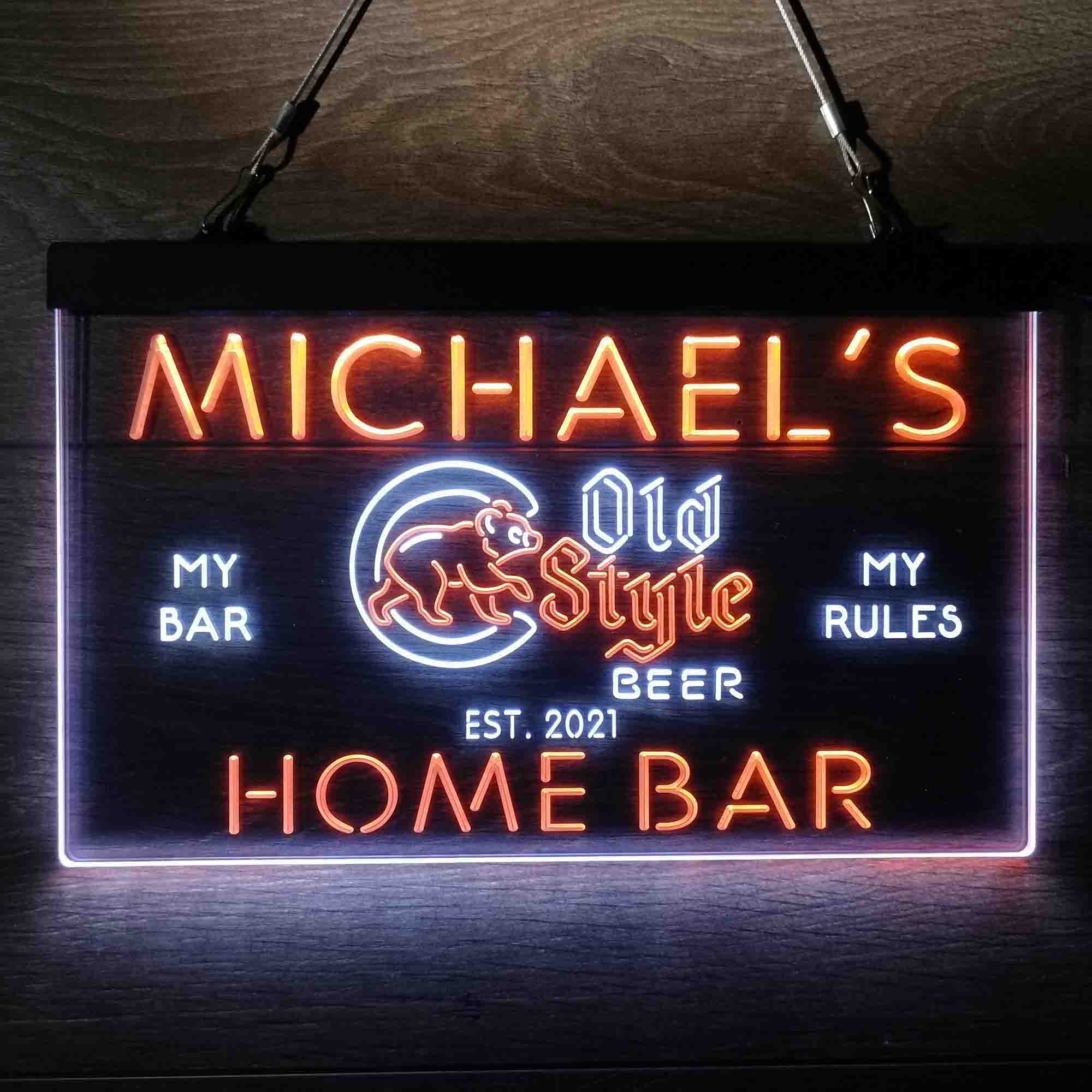 Personalized Chicago Cubs Old Style Beer Bar Neon LED Sign