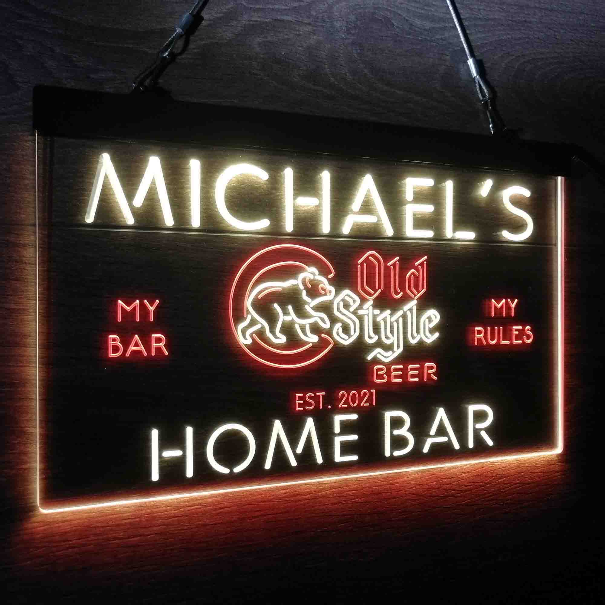 Personalized Chicago Cubs Old Style Beer Bar Neon LED Sign - Image 19