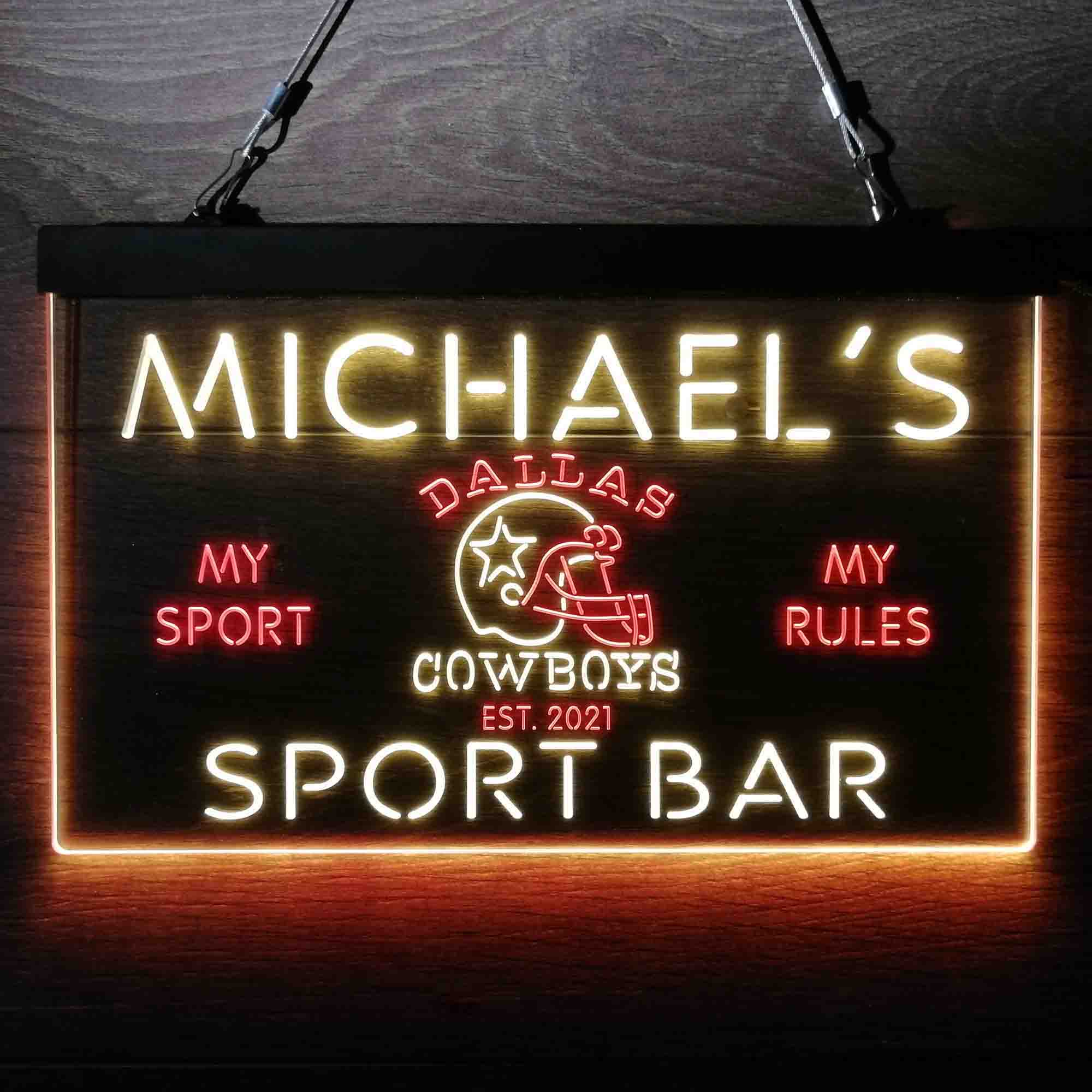 Personalized Dallas Cowboys Sport Bar LED Sign - Image 3