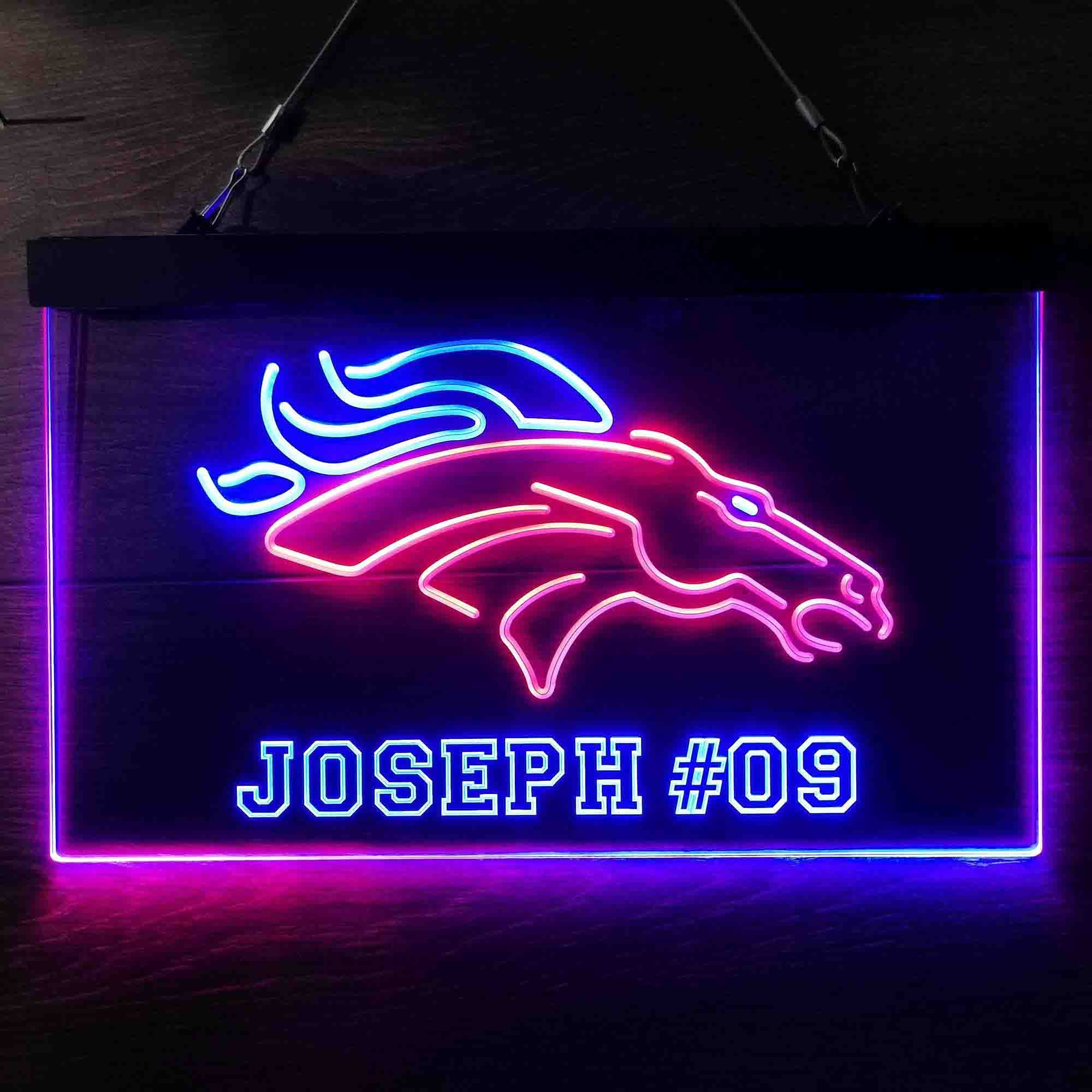 Personalized Denver Broncos Team Number Neon-Like LED Sign - Image 10