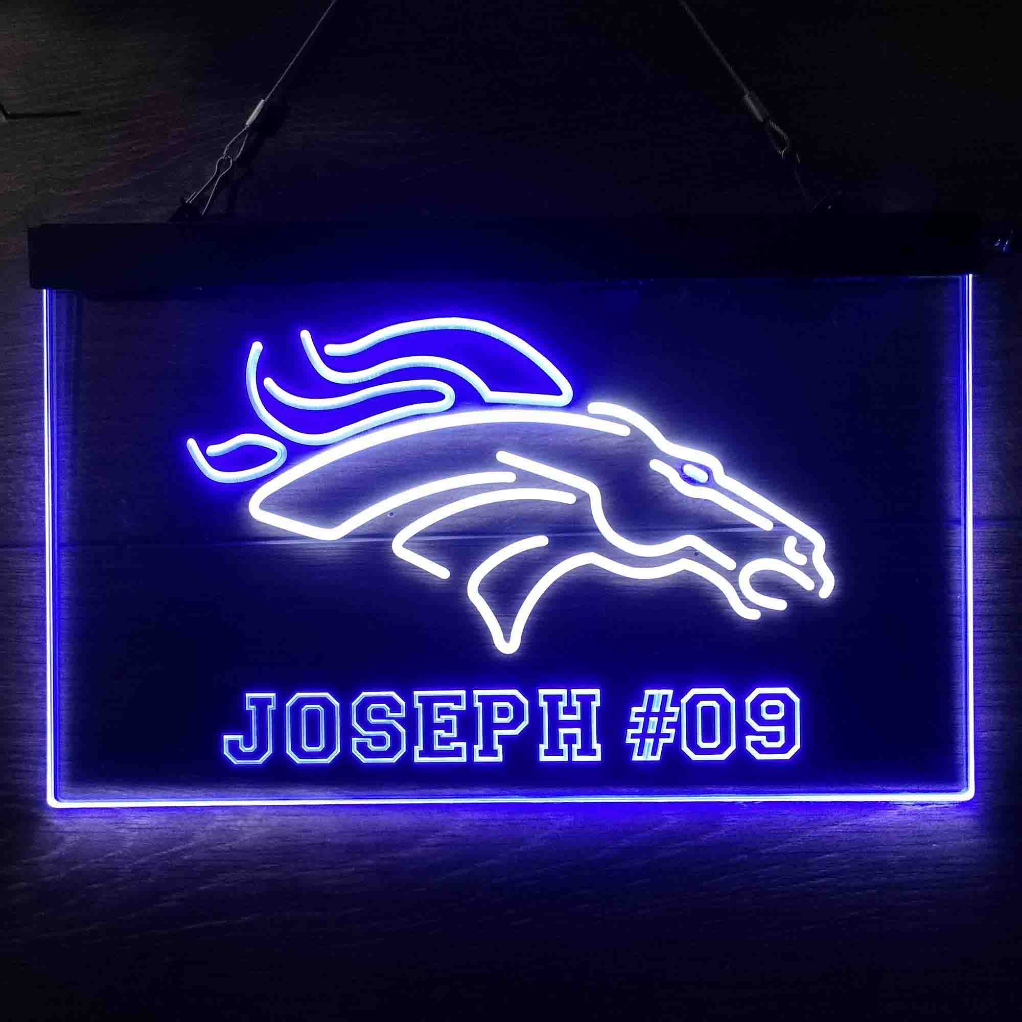 Personalized Denver Broncos Team Number Neon-Like LED Sign - Image 11