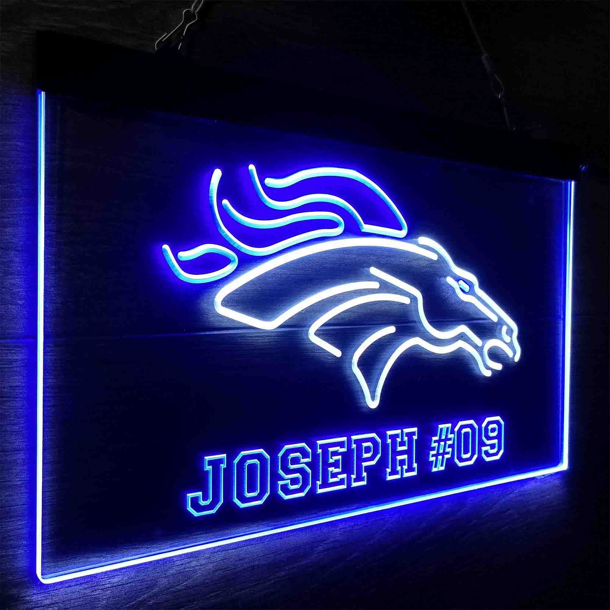 Personalized Denver Broncos Team Number Neon-Like LED Sign - Image 24