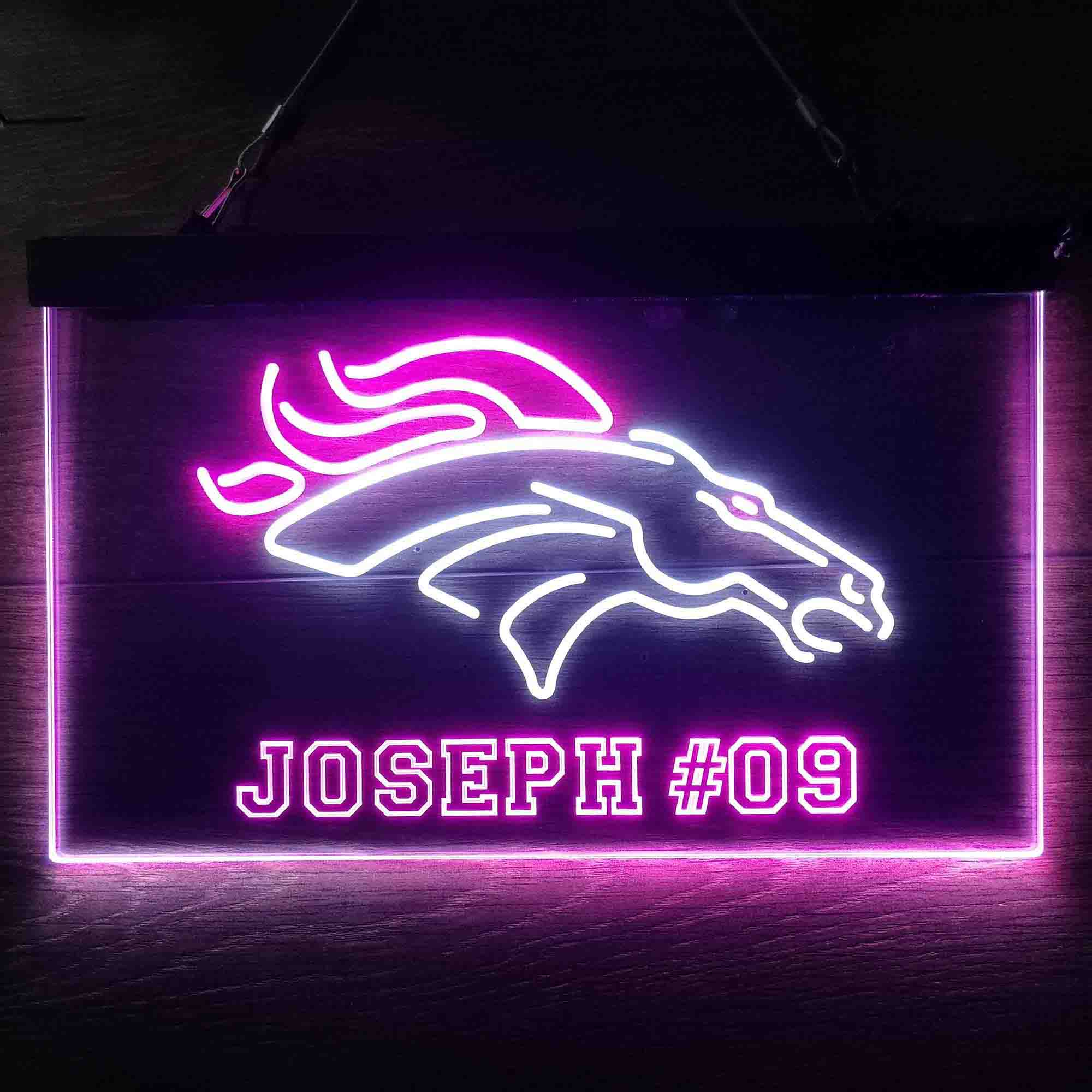 Personalized Denver Broncos Team Number Neon-Like LED Sign - Image 3