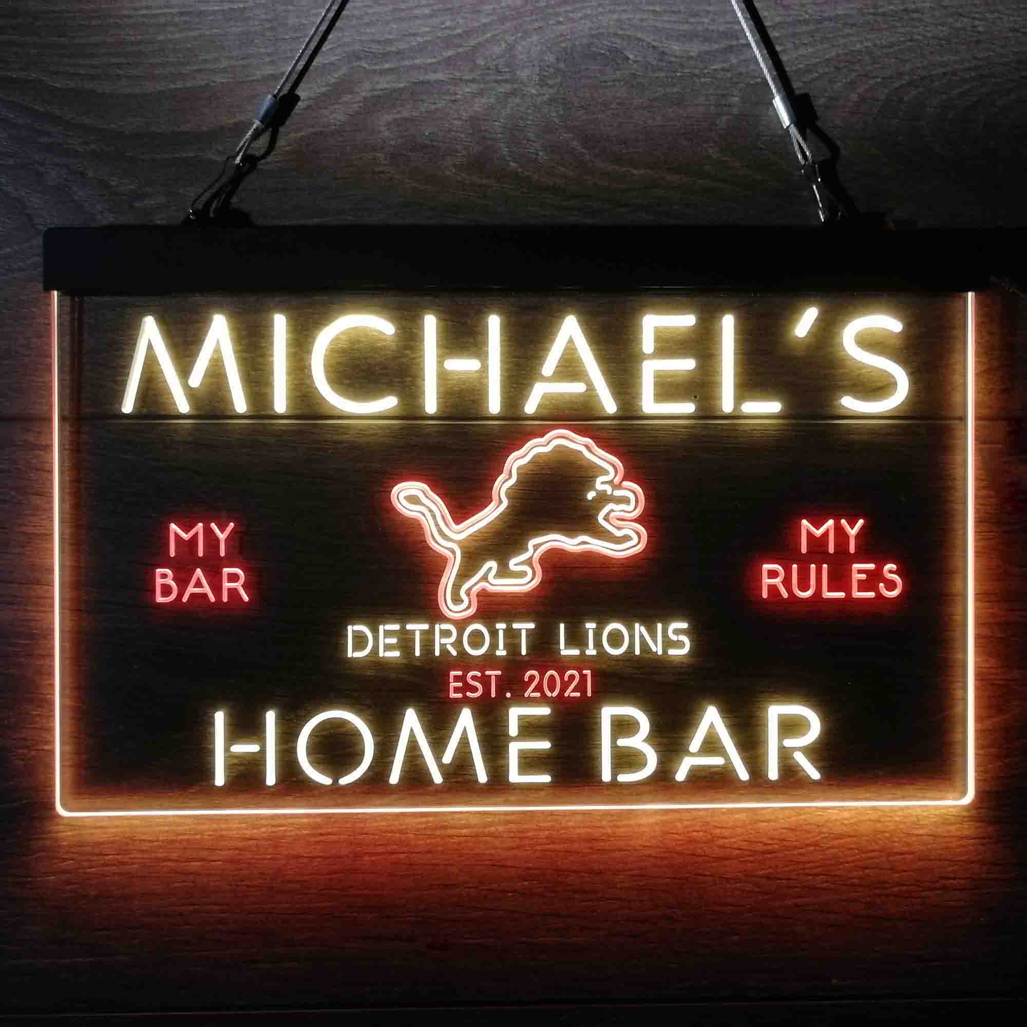 Personalized Detroits Lion Football Bar Neon-Like LED Sign - Image 13