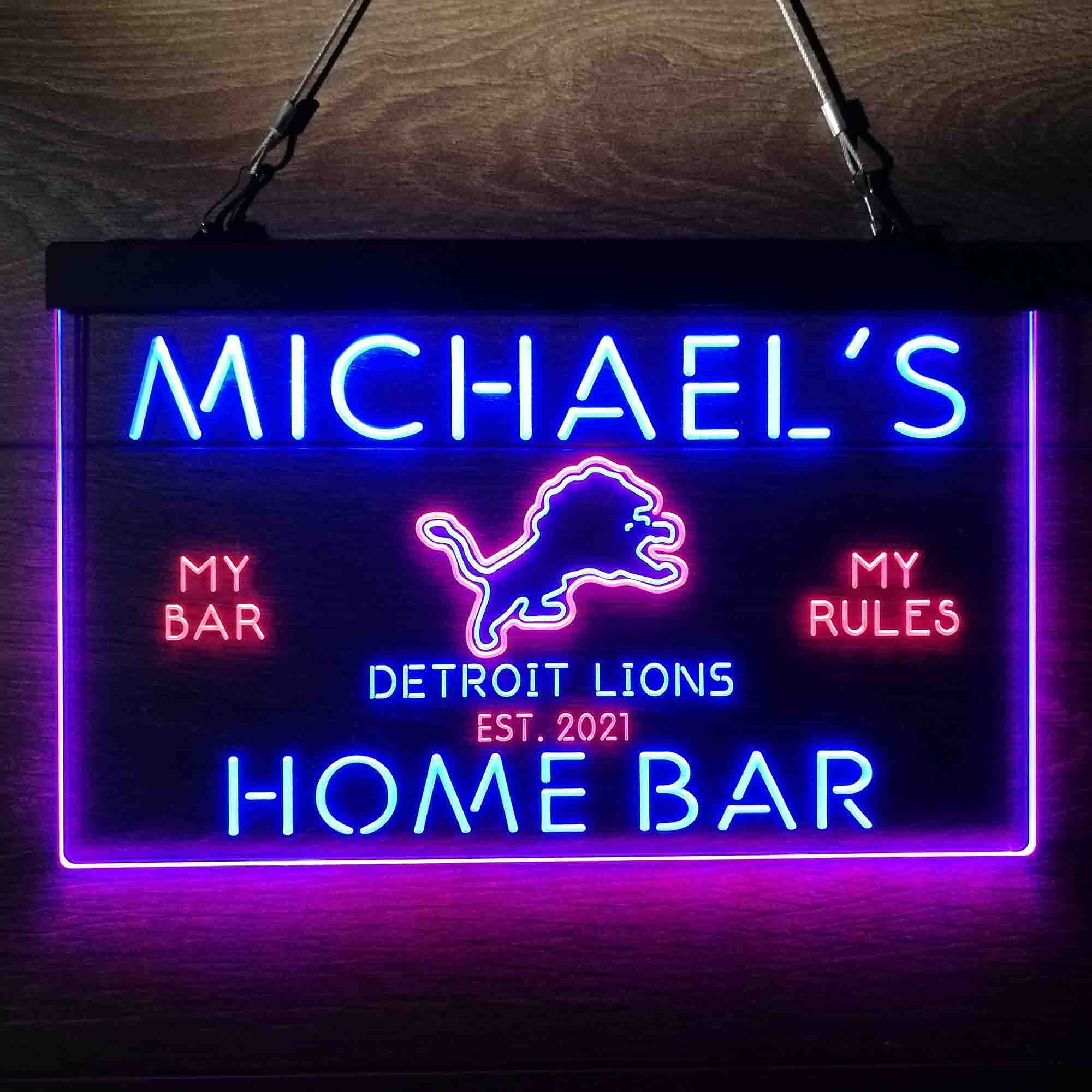 Personalized Detroits Lion Football Bar Neon-Like LED Sign - Image 2