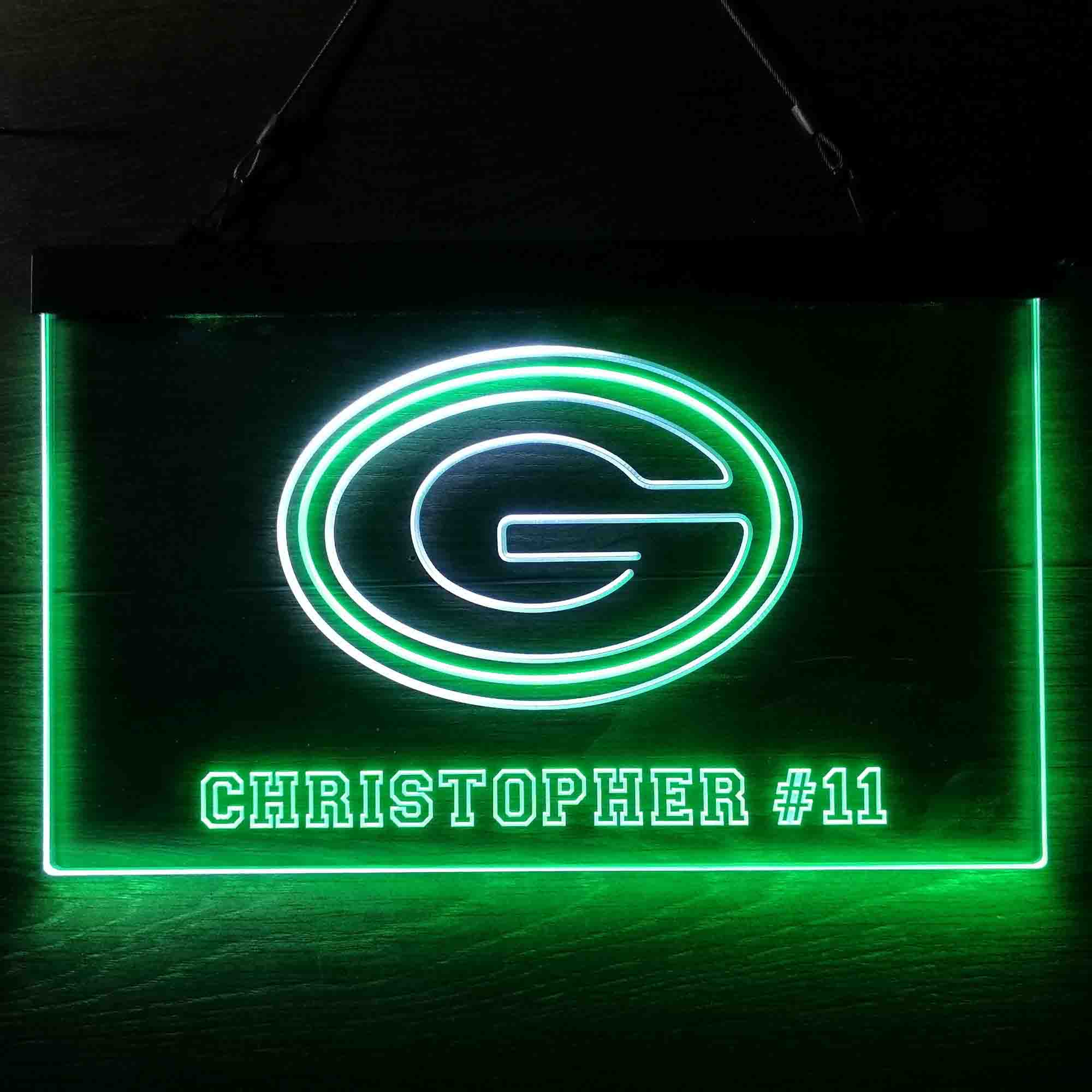 Personalized Green Bay Packers Team Number Neon-Like LED Sign