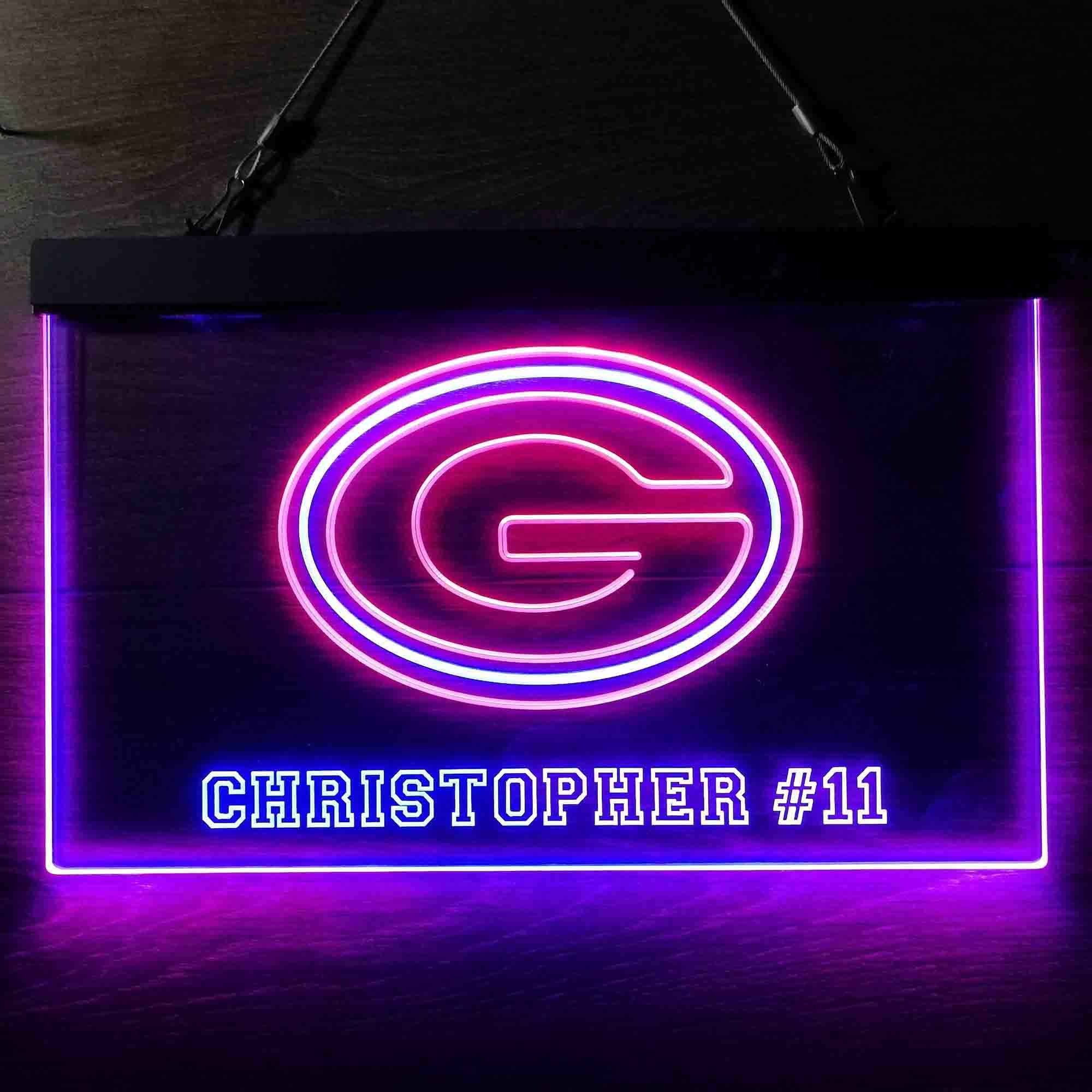 Personalized Green Bay Packers Team Number Neon-Like LED Sign - Image 12