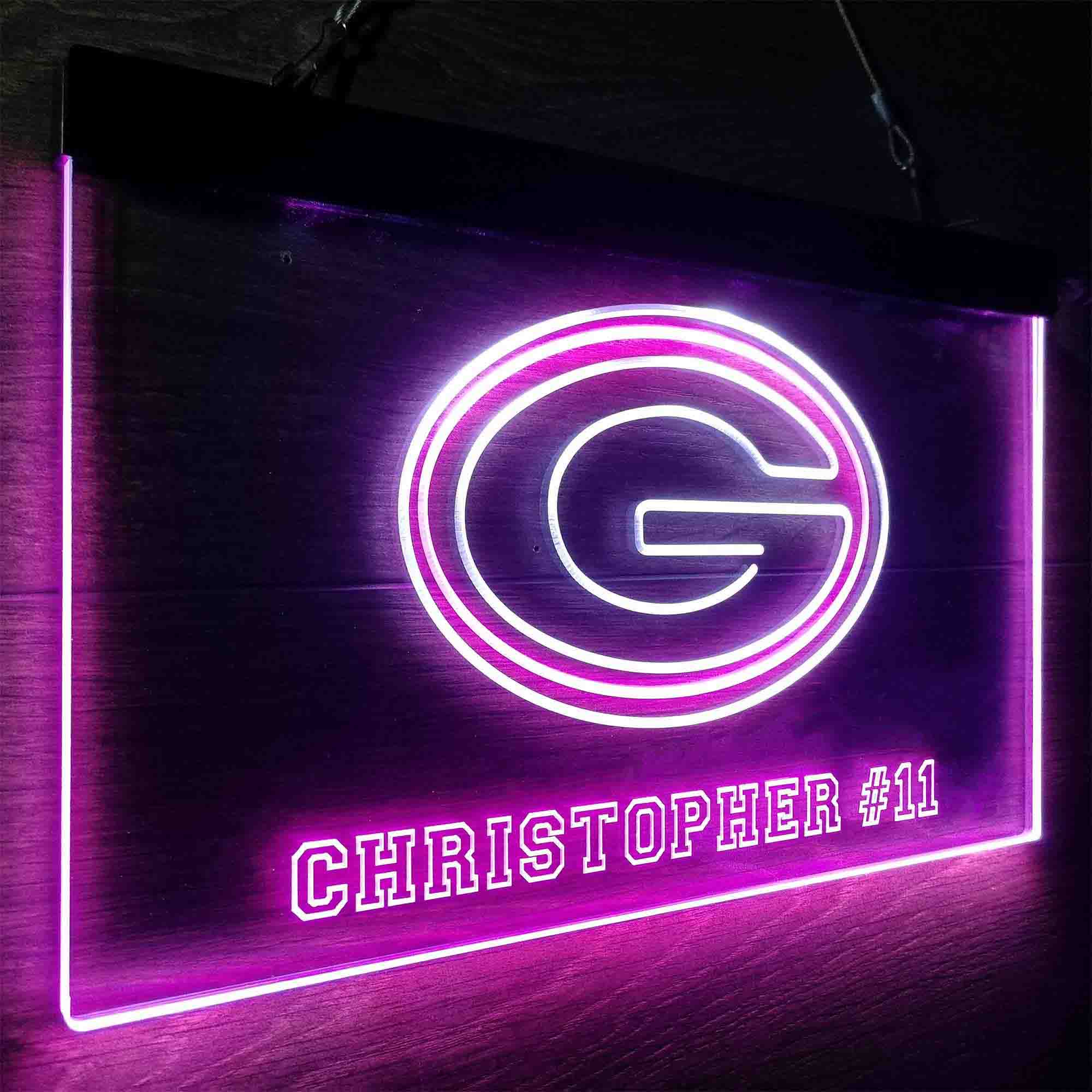 Personalized Green Bay Packers Team Number Neon-Like LED Sign - Image 14