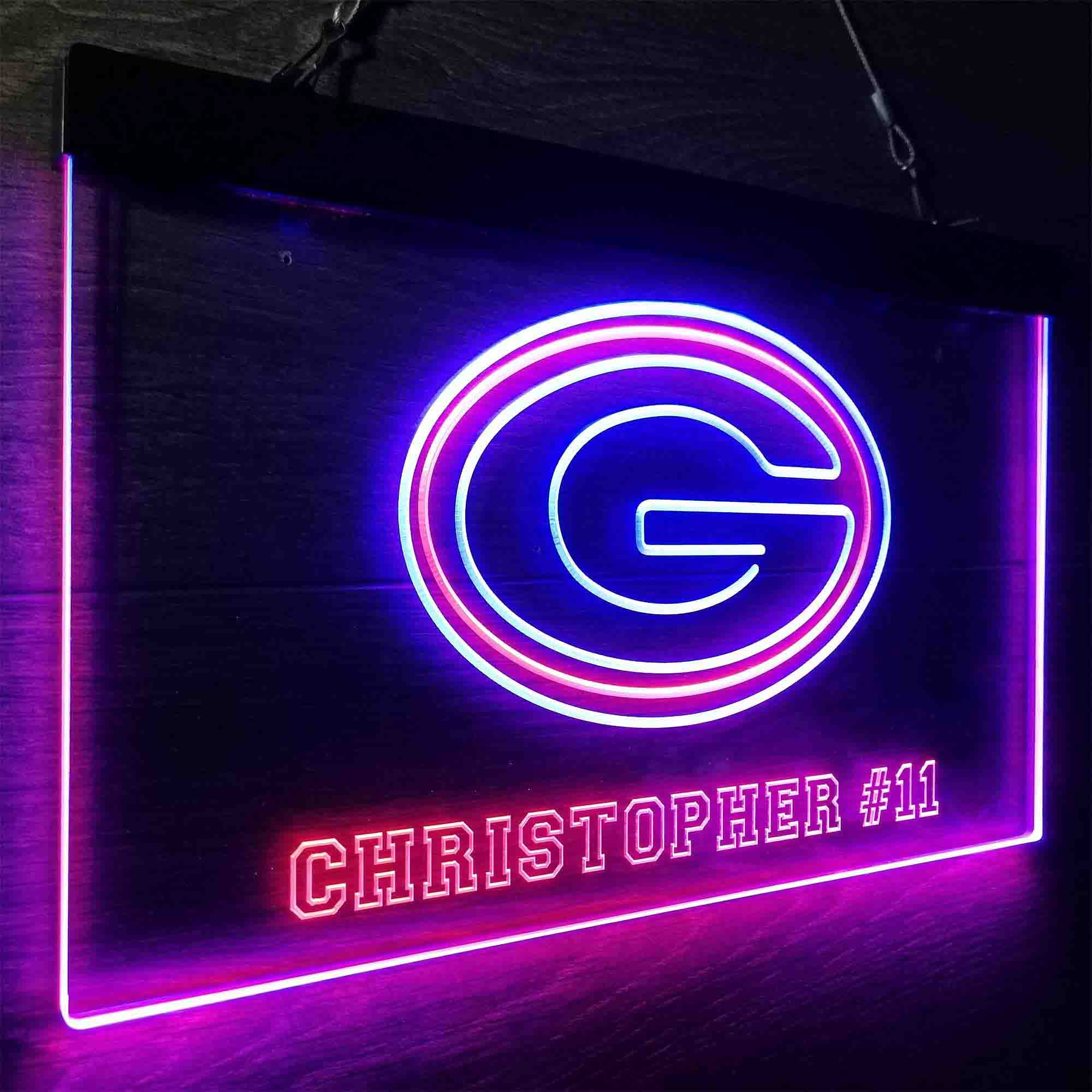 Personalized Green Bay Packers Team Number Neon-Like LED Sign - Image 17