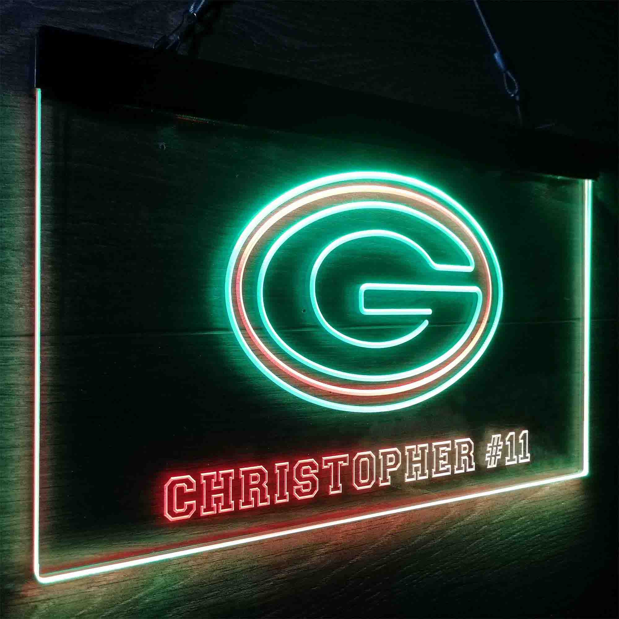 Personalized Green Bay Packers Team Number Neon-Like LED Sign - Image 18