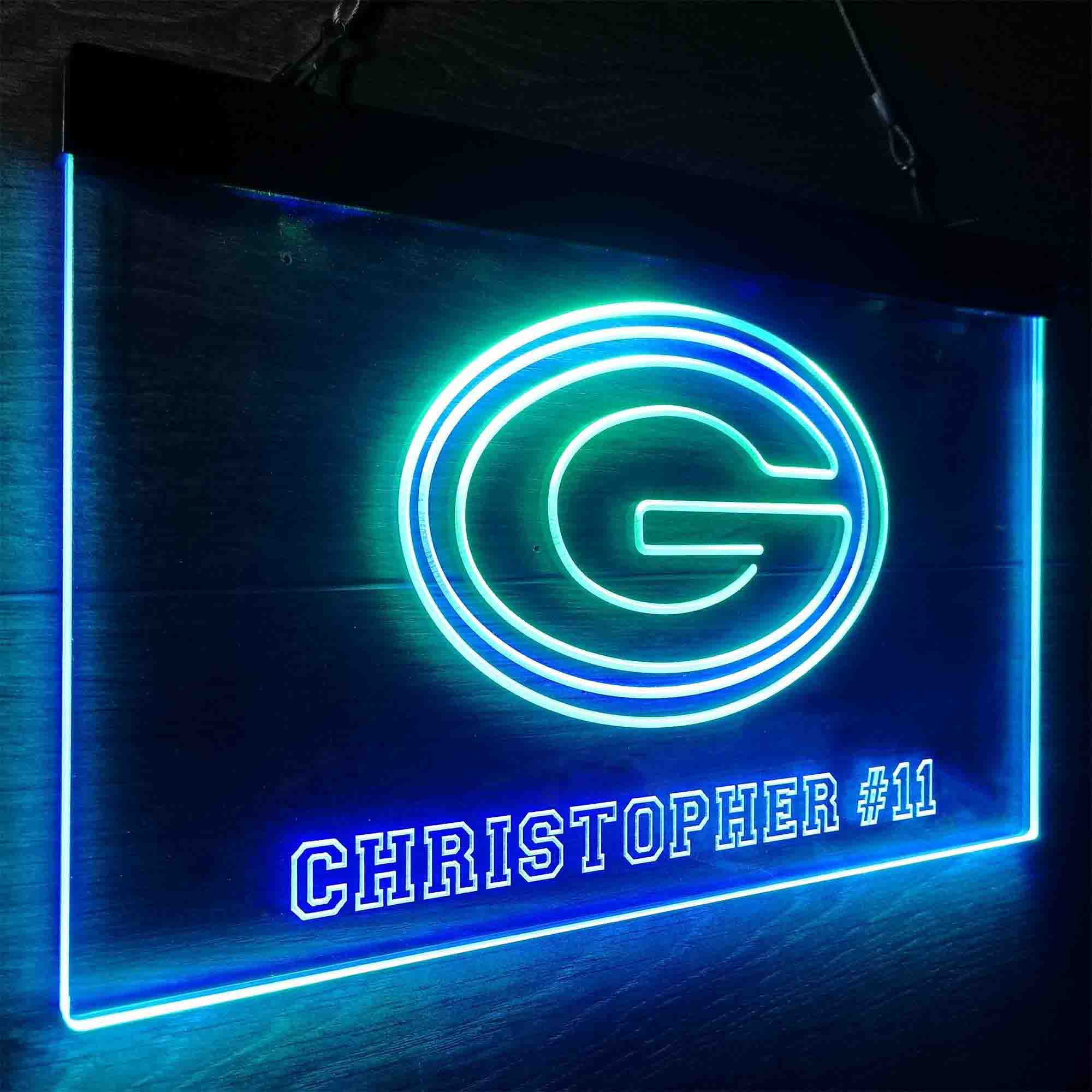 Personalized Green Bay Packers Team Number Neon-Like LED Sign - Image 19