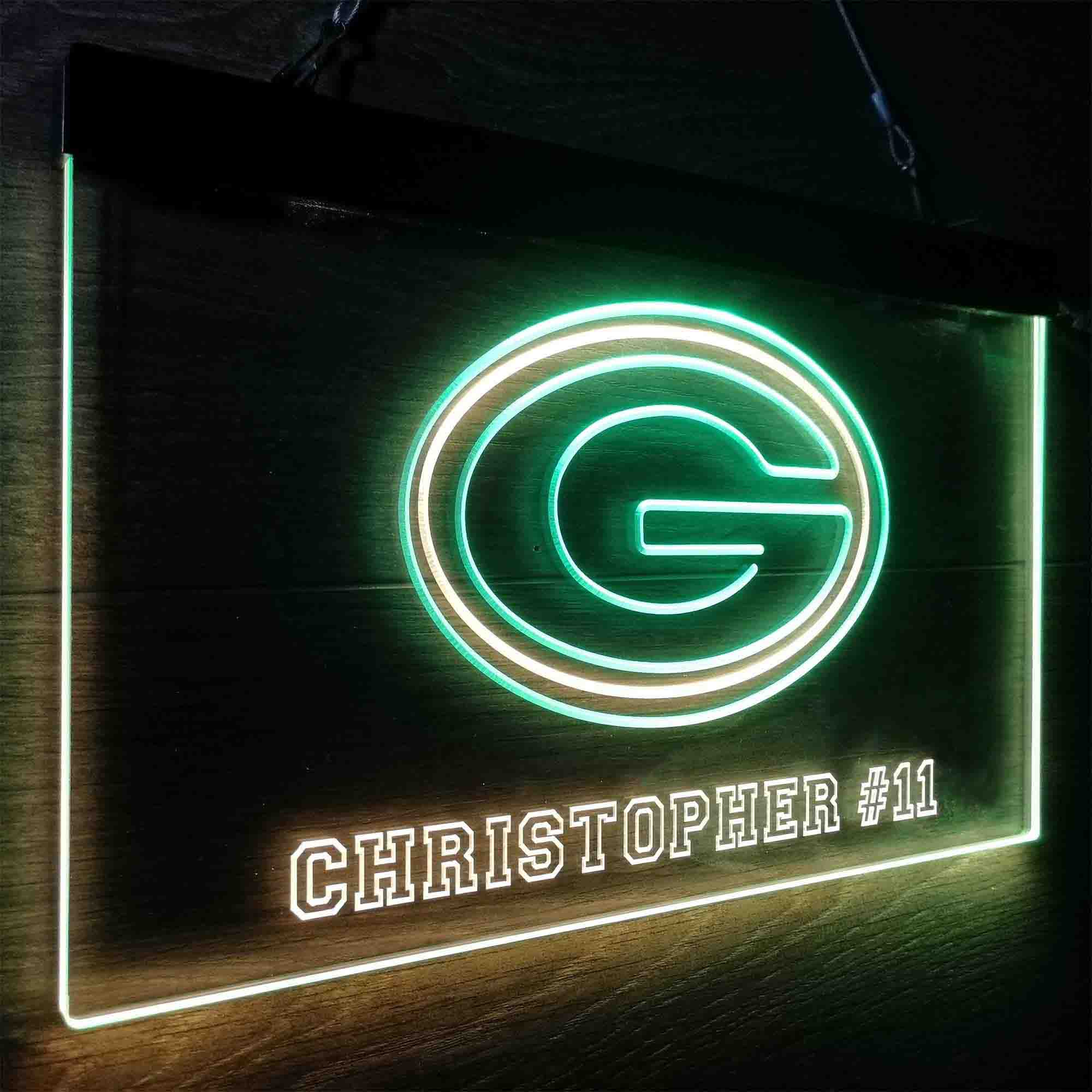 Personalized Green Bay Packers Team Number Neon-Like LED Sign - Image 23
