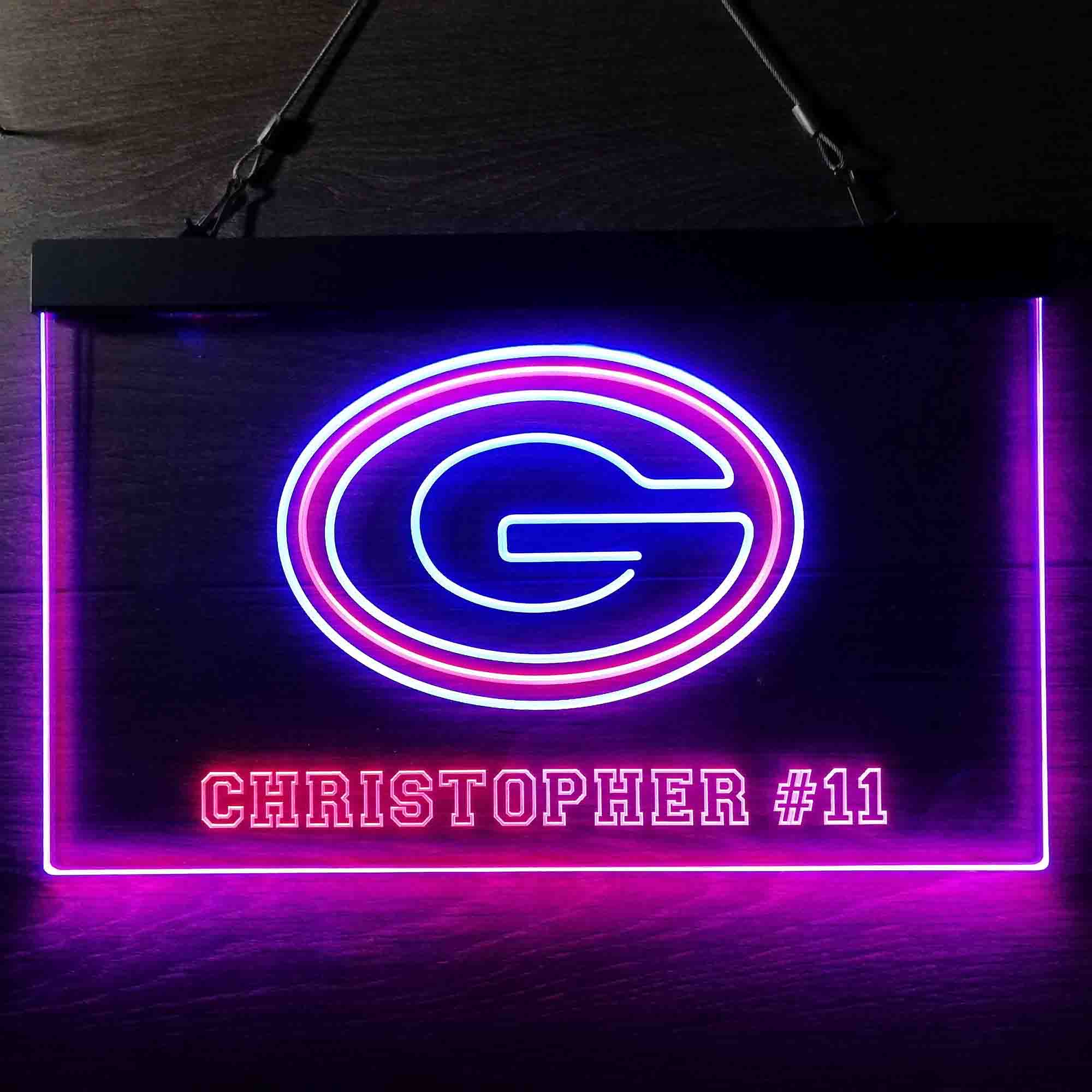 Personalized Green Bay Packers Team Number Neon-Like LED Sign - Image 4