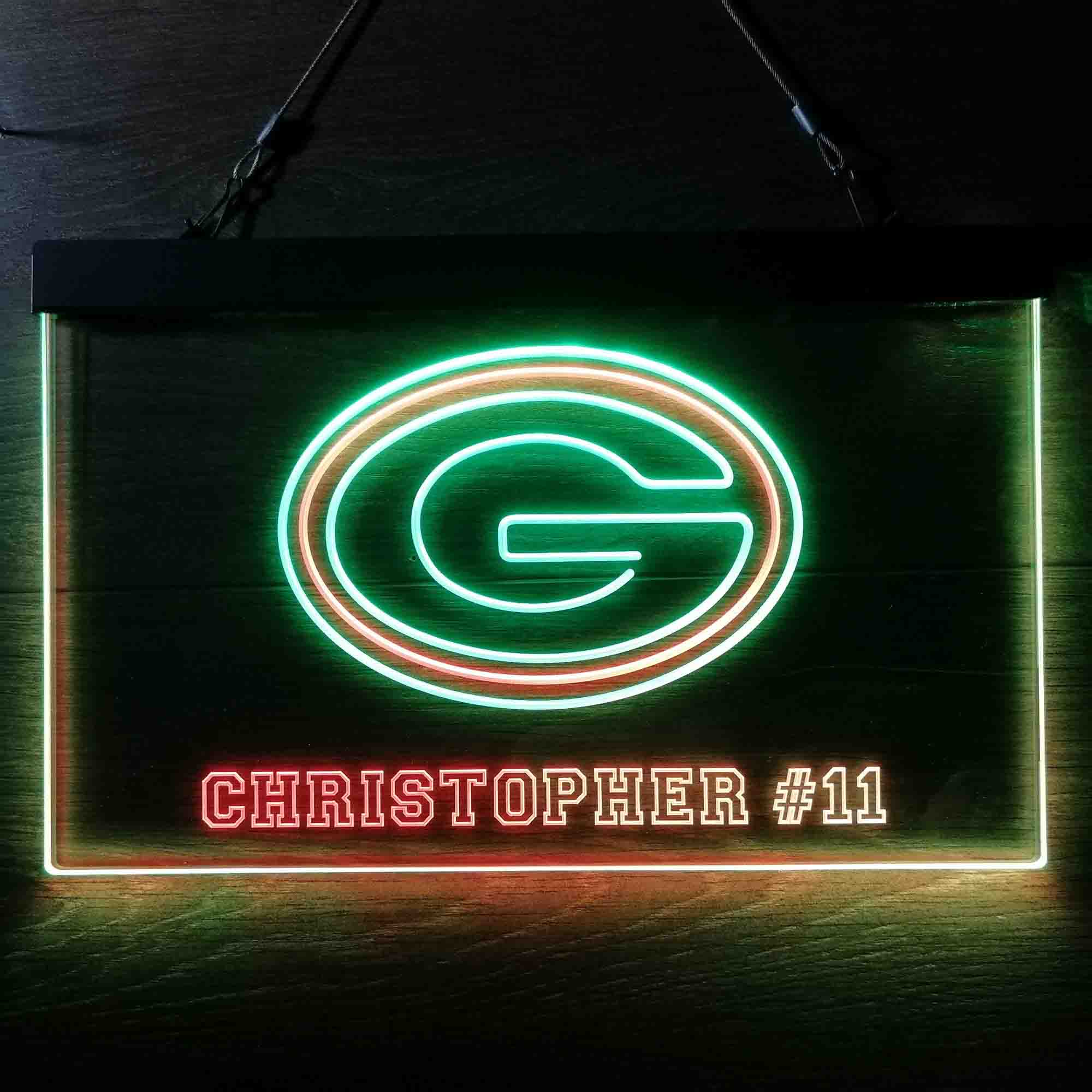 Personalized Green Bay Packers Team Number Neon-Like LED Sign - Image 5