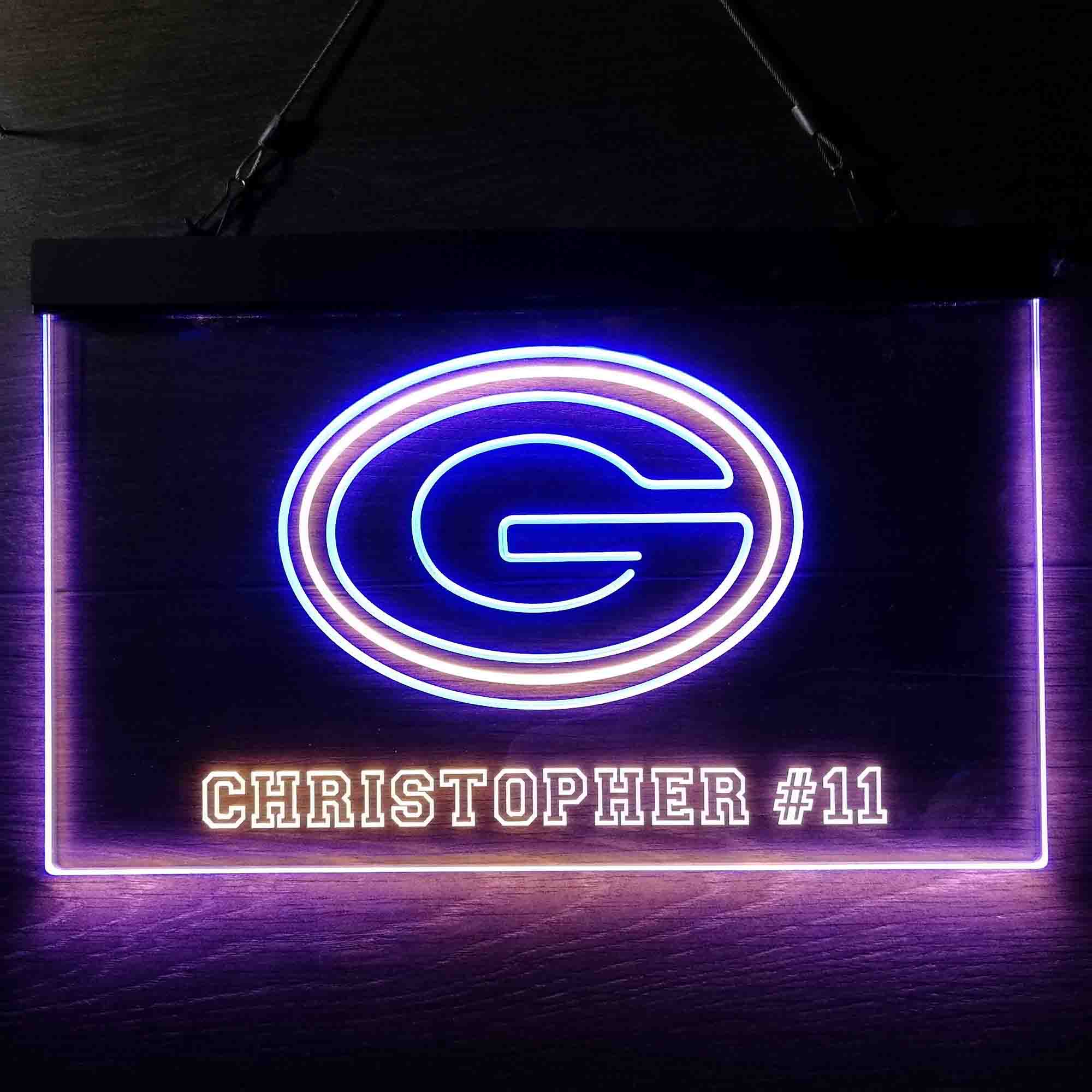 Personalized Green Bay Packers Team Number Neon-Like LED Sign - Image 8