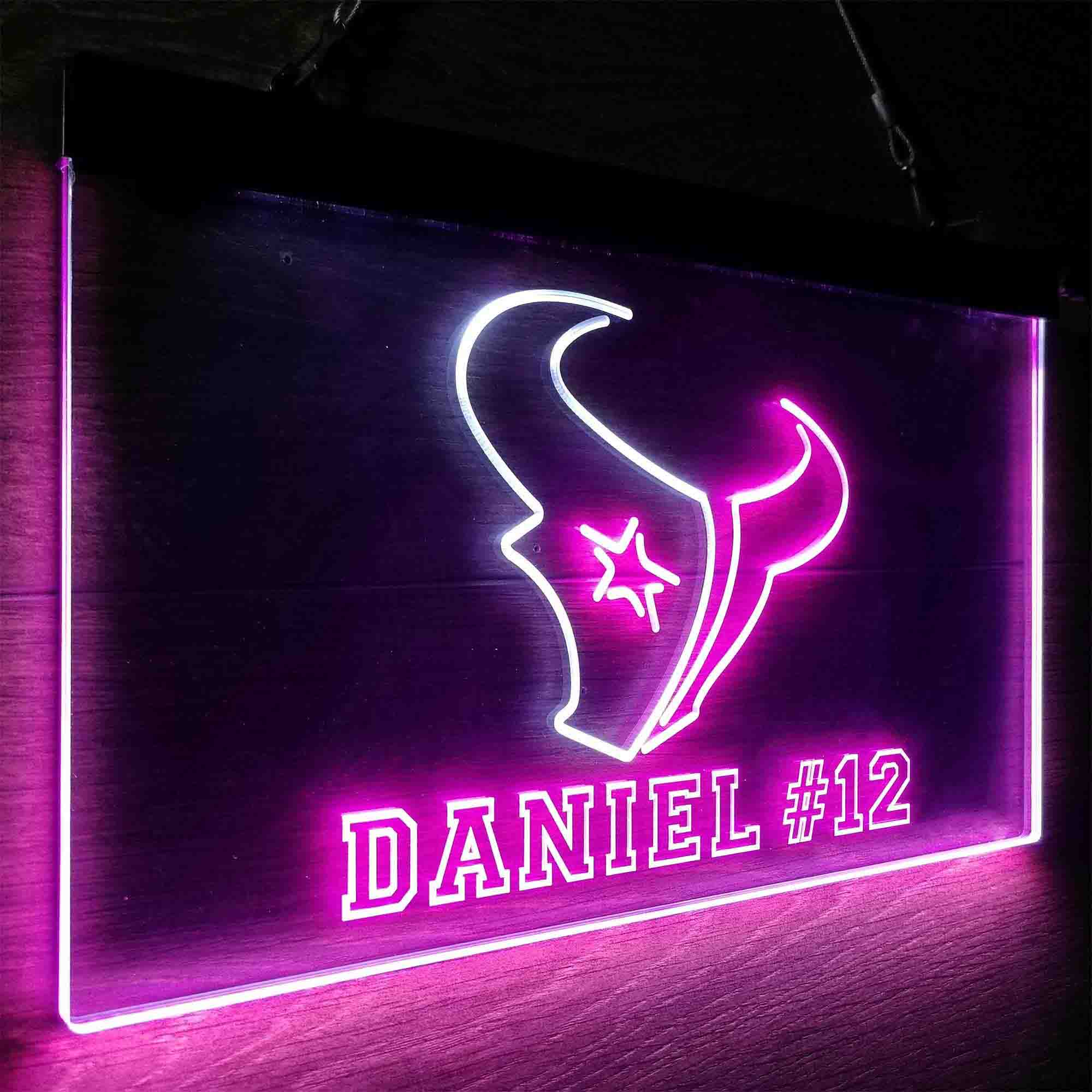 Personalized Houston Texans Team Number Neon-Like LED Sign - Image 14